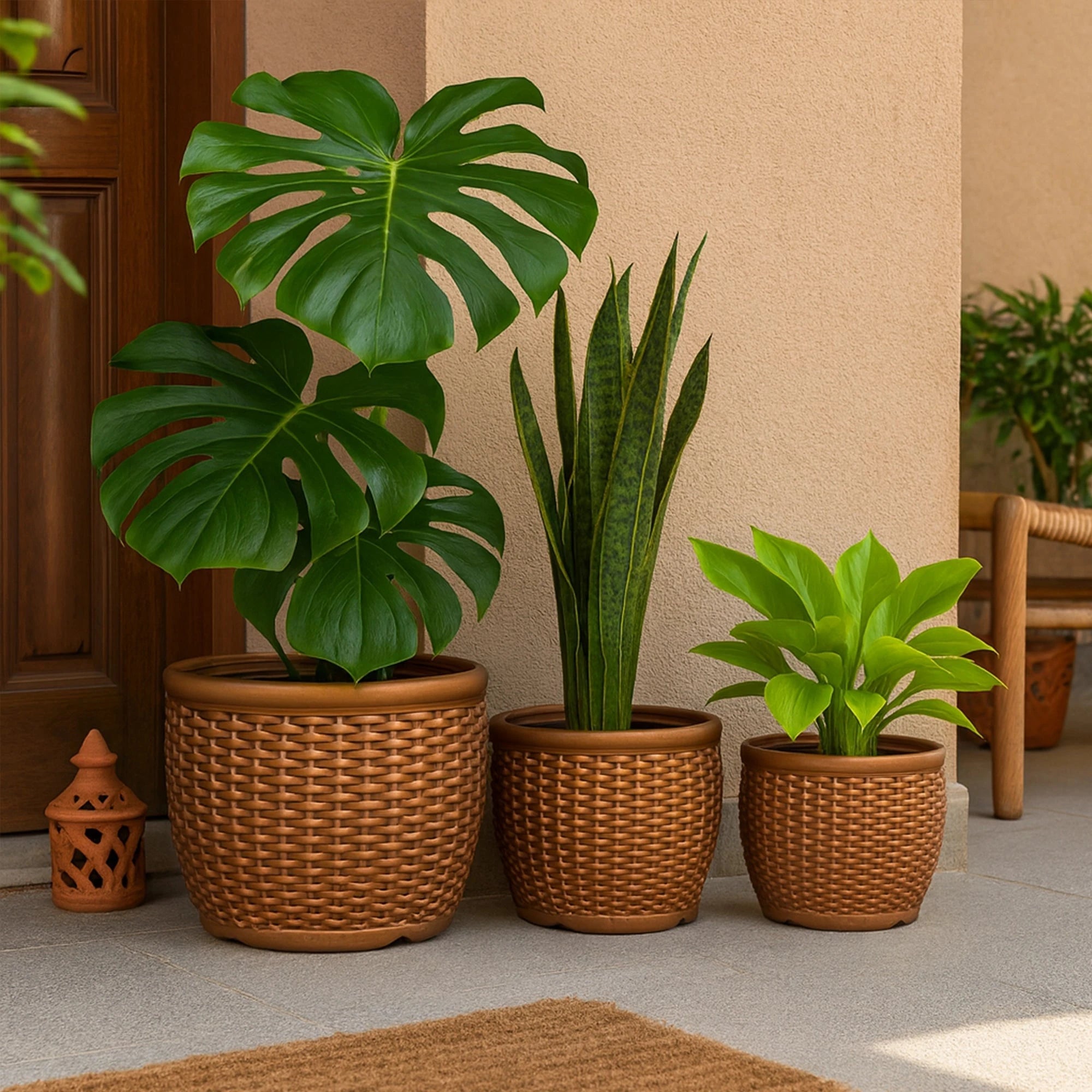 Mat Classy Planters - (Set of 3) Plastic Pot Urban Plant 