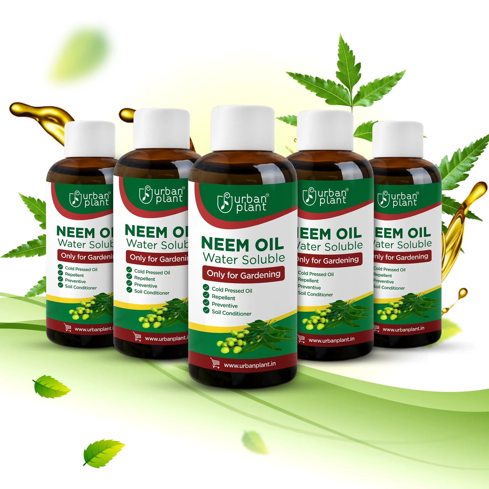 Urban Plant Neem Oil - Water Soluble Organic for Easy Spray on Garden and Indoor/Outdoor plants- 100ml Plant Care Urban Plant Pack of 5 