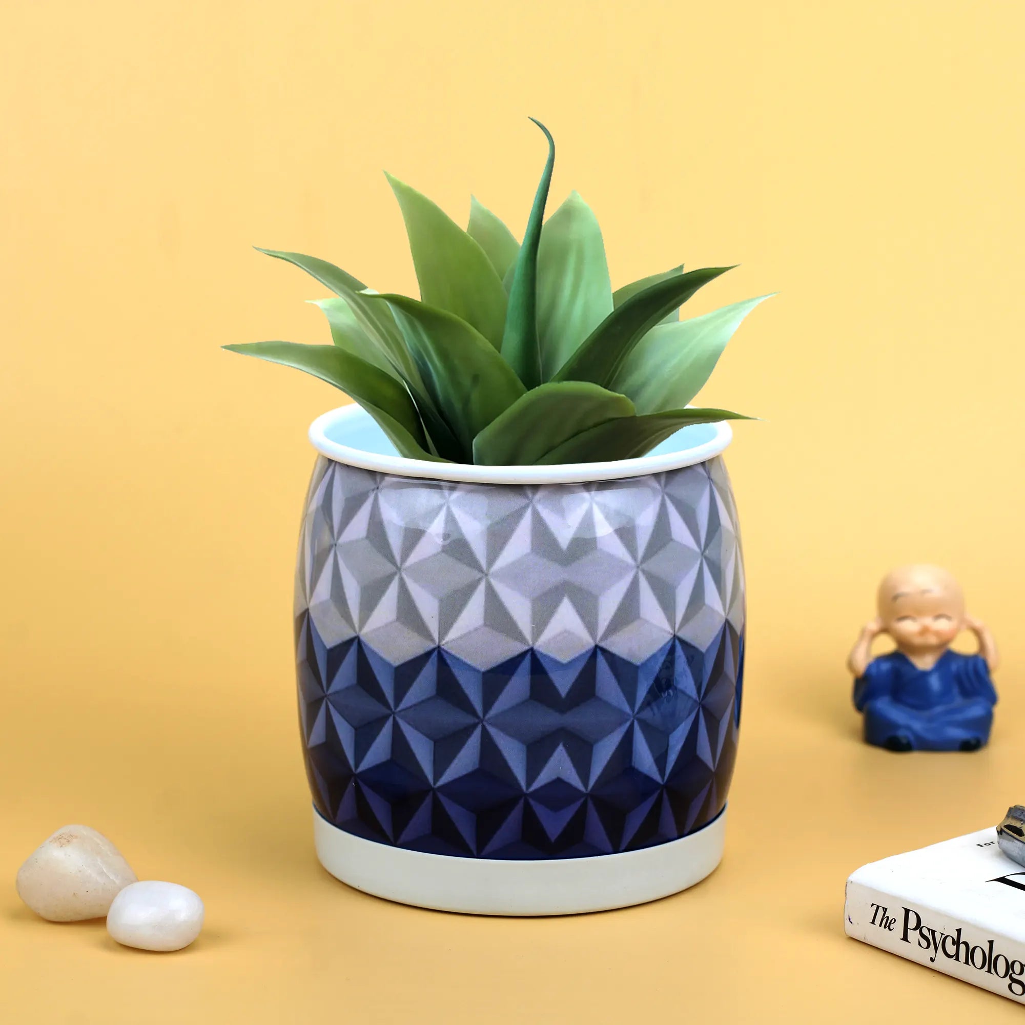 Unique Metal Planter Pot with Saucer Plate (No. 1266) Metal Planter Urban Plant Blue Diamond 