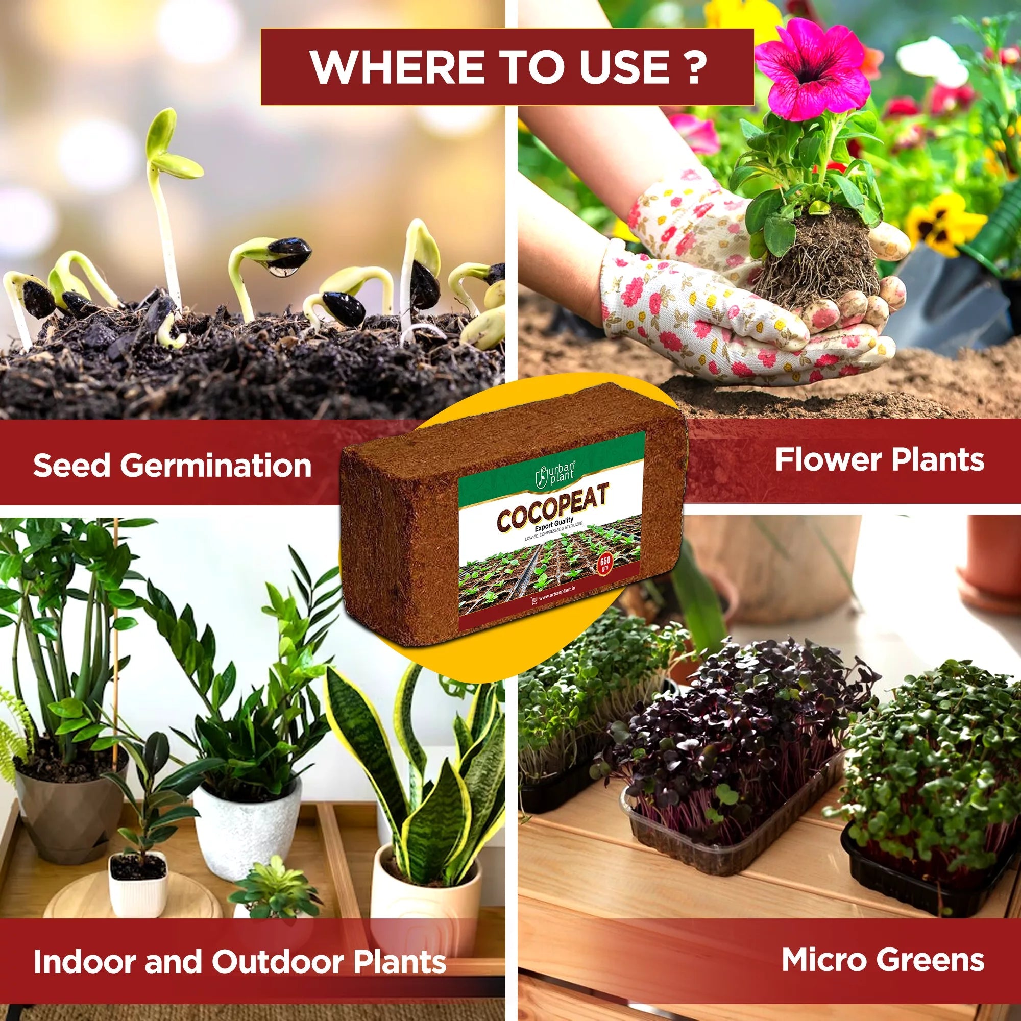 Cocopeat Brick 650 Gram Potting Mix Urban Plant 
