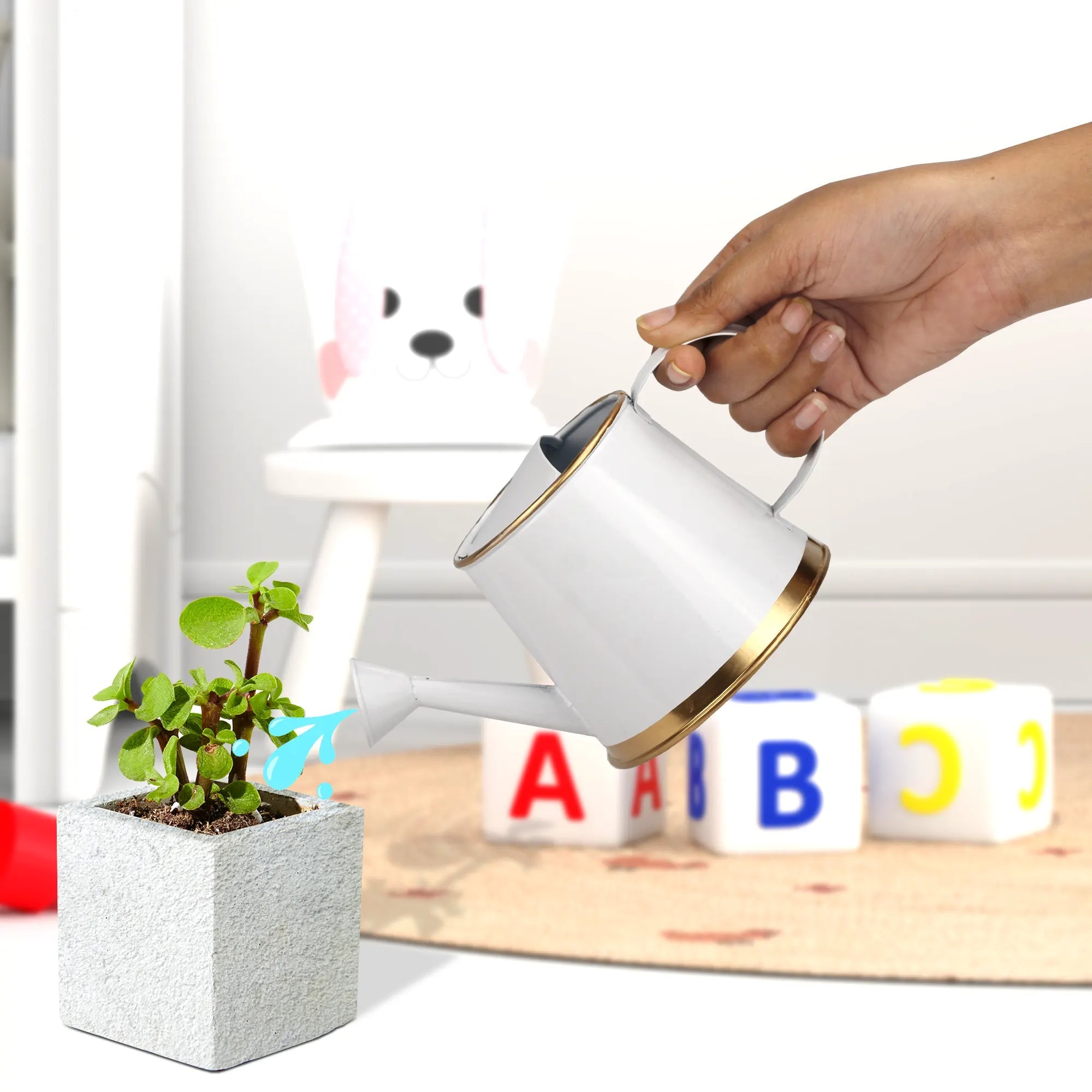 Small Watering Can for Kids | For Indoor and Outdoor Plants (250 ML) Home & Garden Urban Plant White 