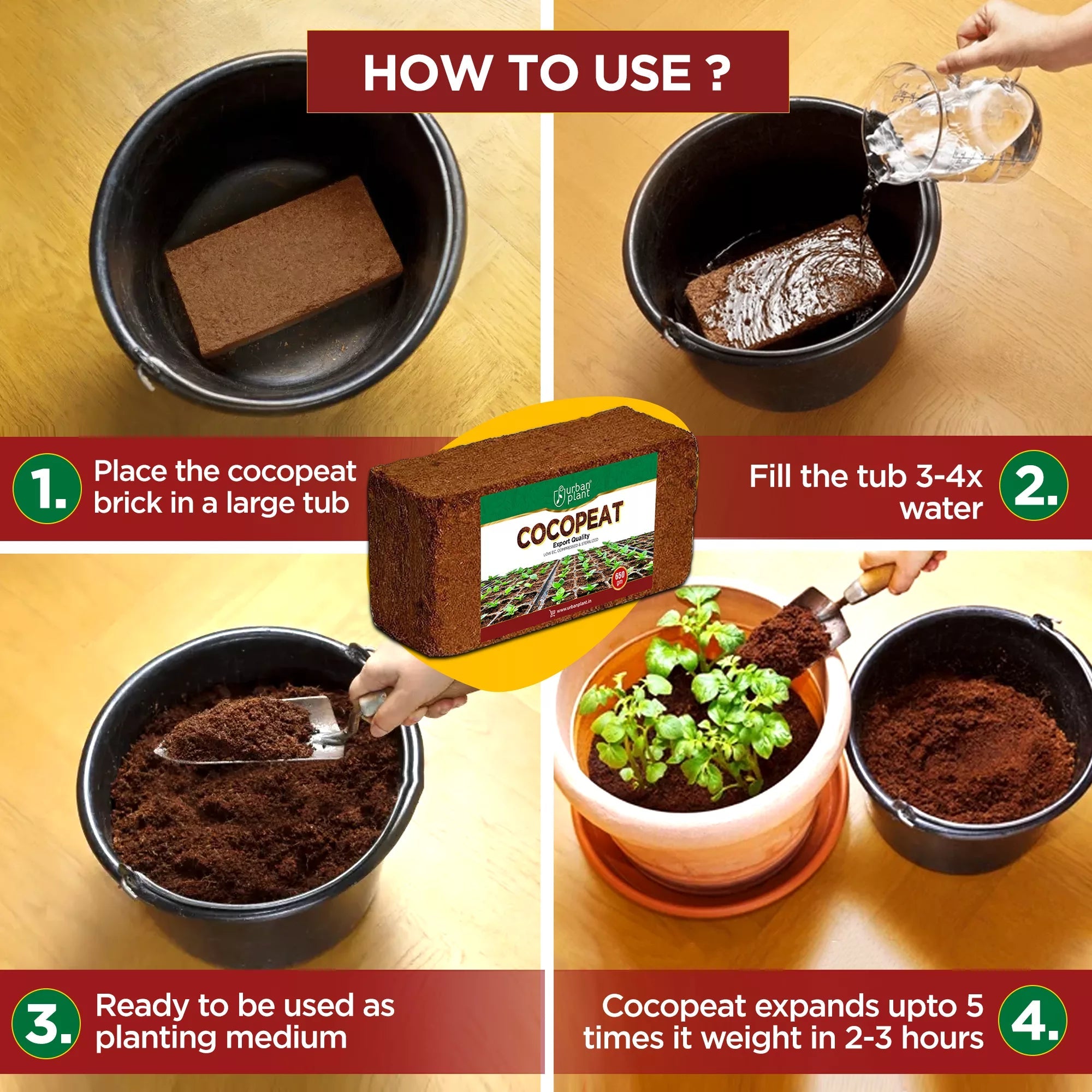 Cocopeat Brick 1 kg Potting Mix Urban Plant 
