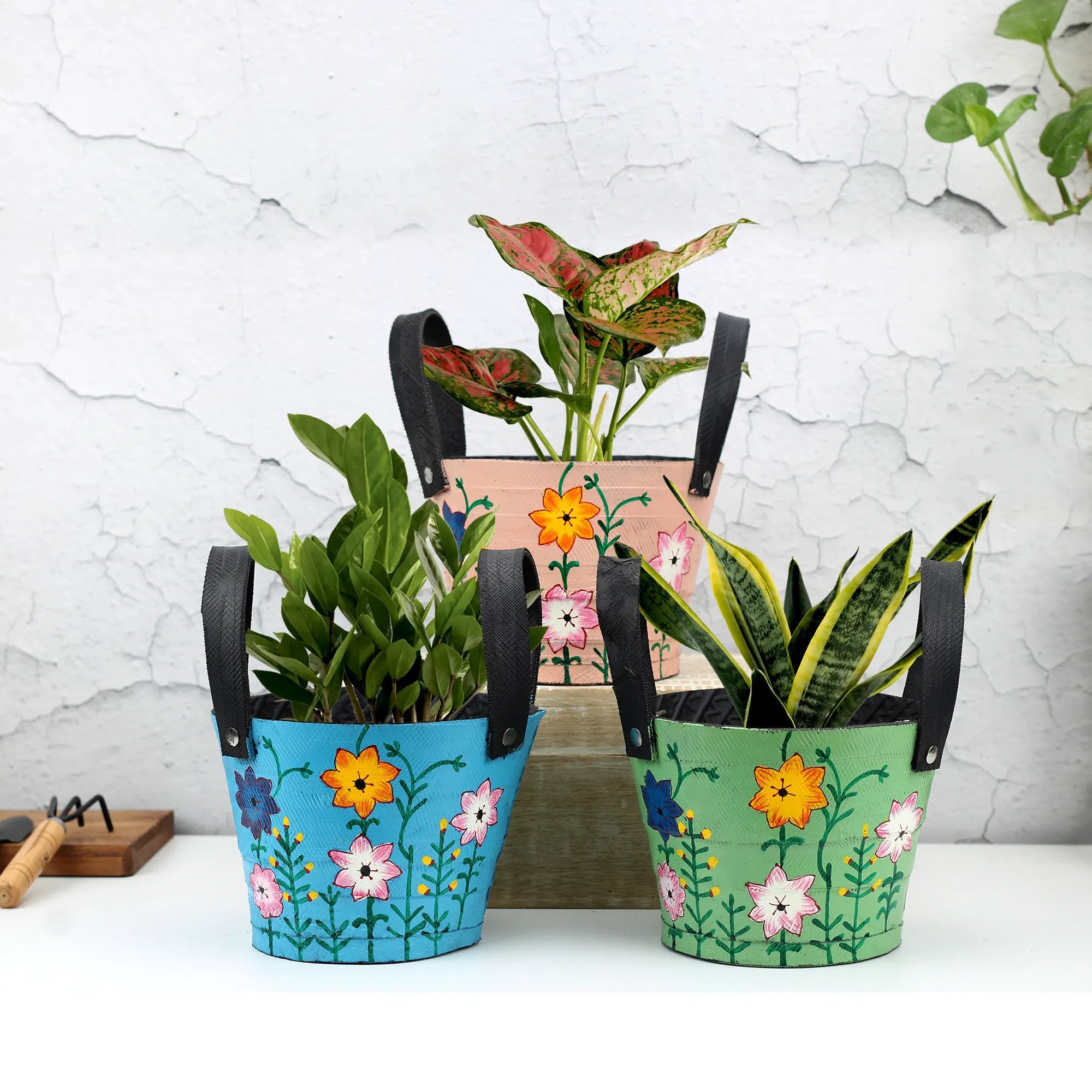 Rubber RECYCLED Decorative Plant Pots (Set of 3) 1224 D Urban Plant 