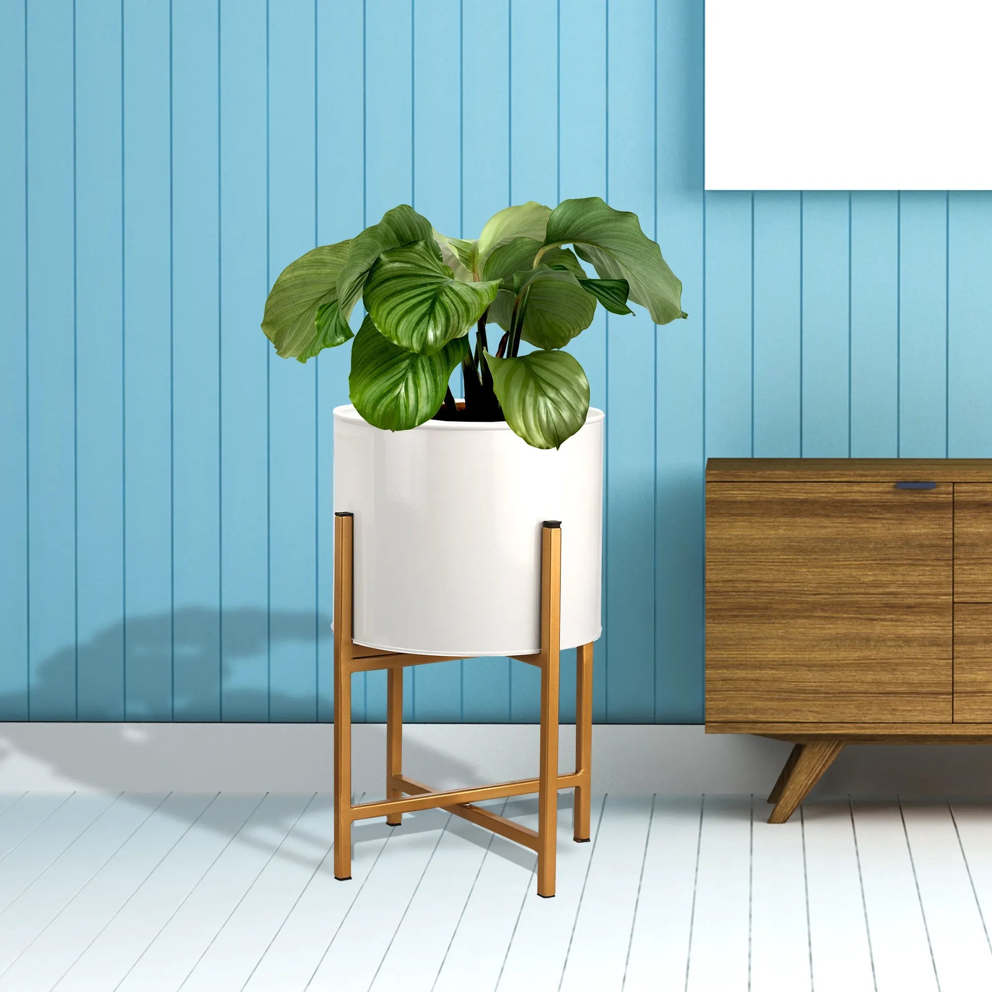 Scandinavian Home Decor Planter Foldable Matte/Chrome Finish Home Decor Urban Plant 