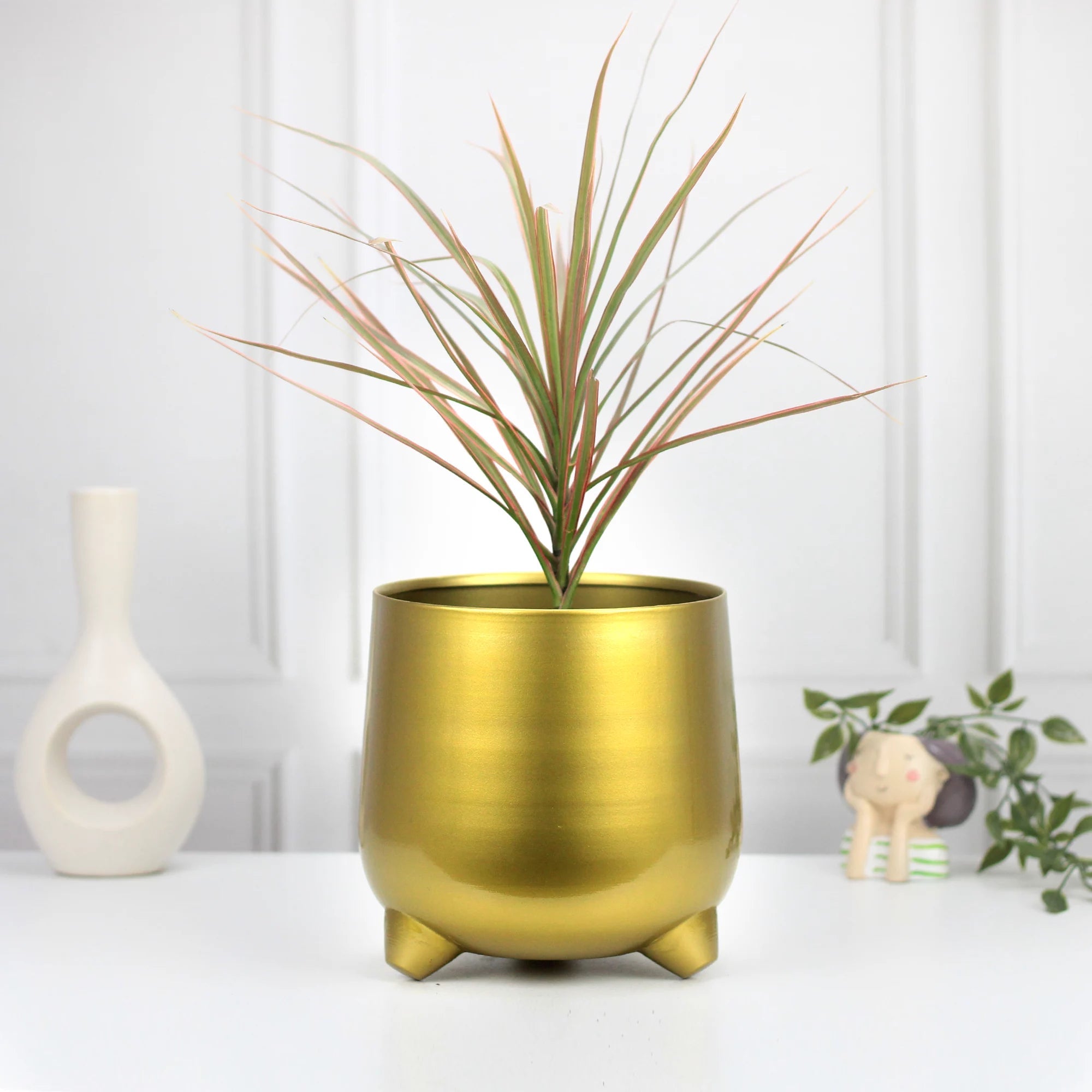 Gold Finish Metal Planter | Table Top Pot - 7.5 inch (No. 1509) Metal Planter Urban Plant 
