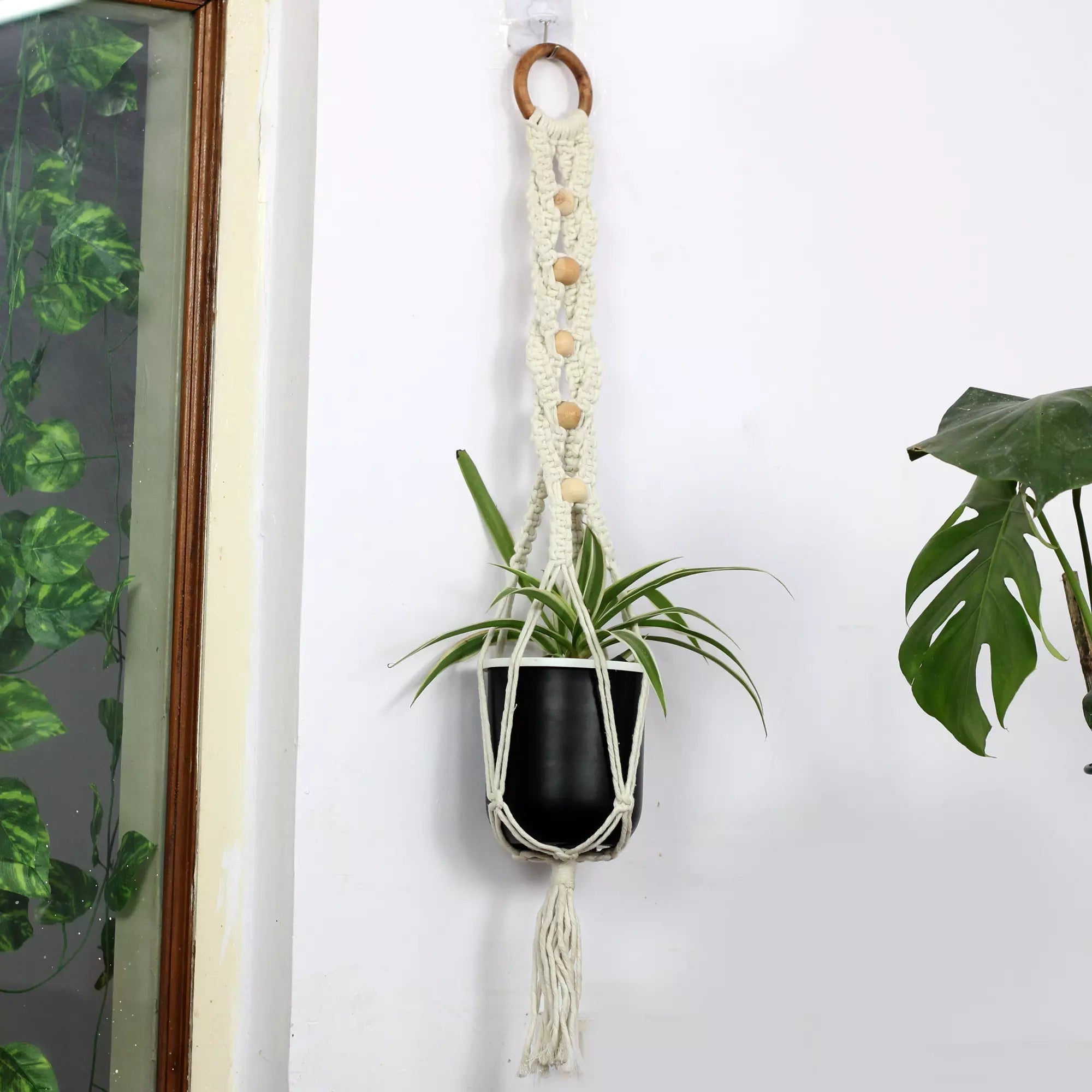 Woody Wood Macrame Plant Hanger Hanging Planter Urban Plant 