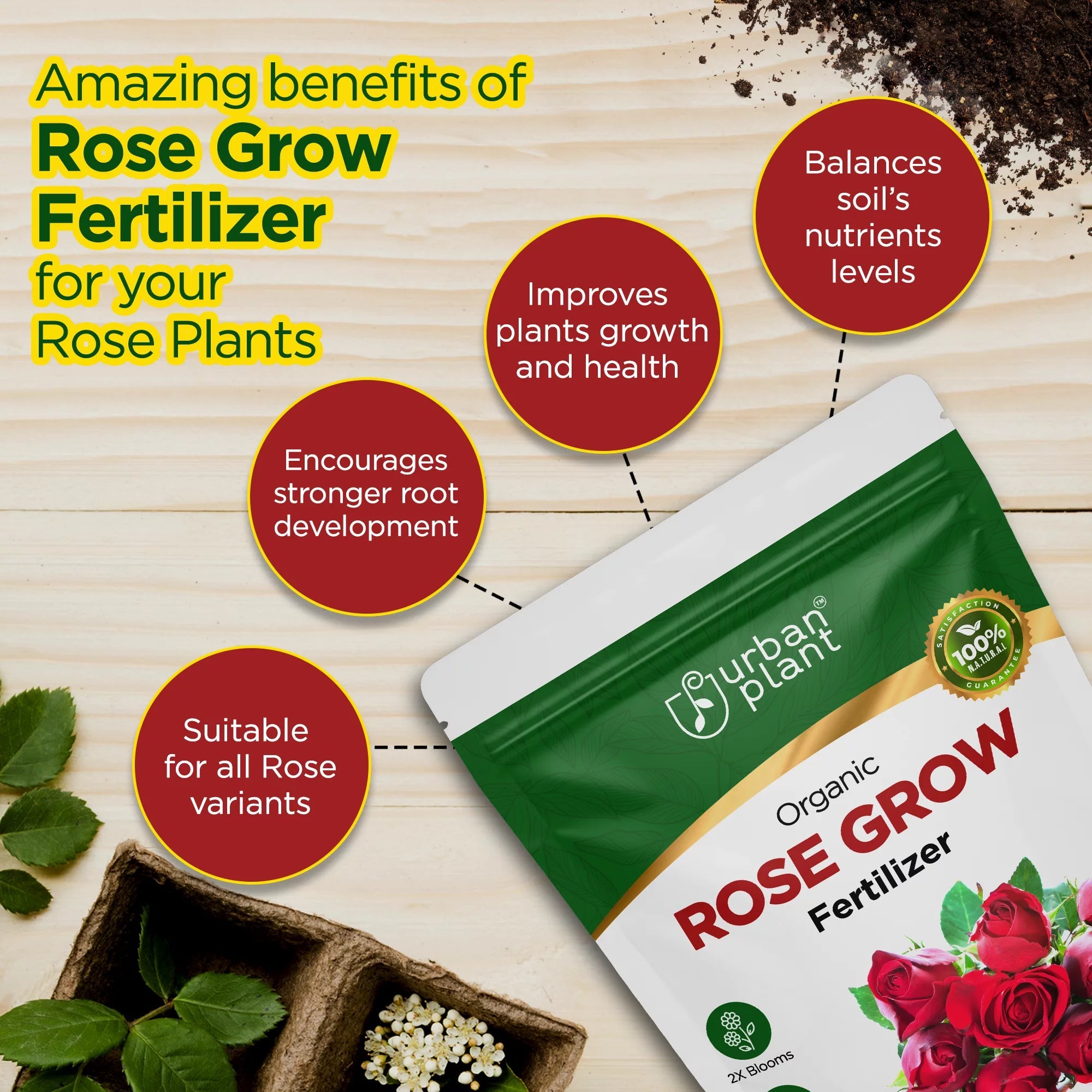 Rose Booster Fertilizer for Rose Plants 900g Potting Mix Urban Plant 
