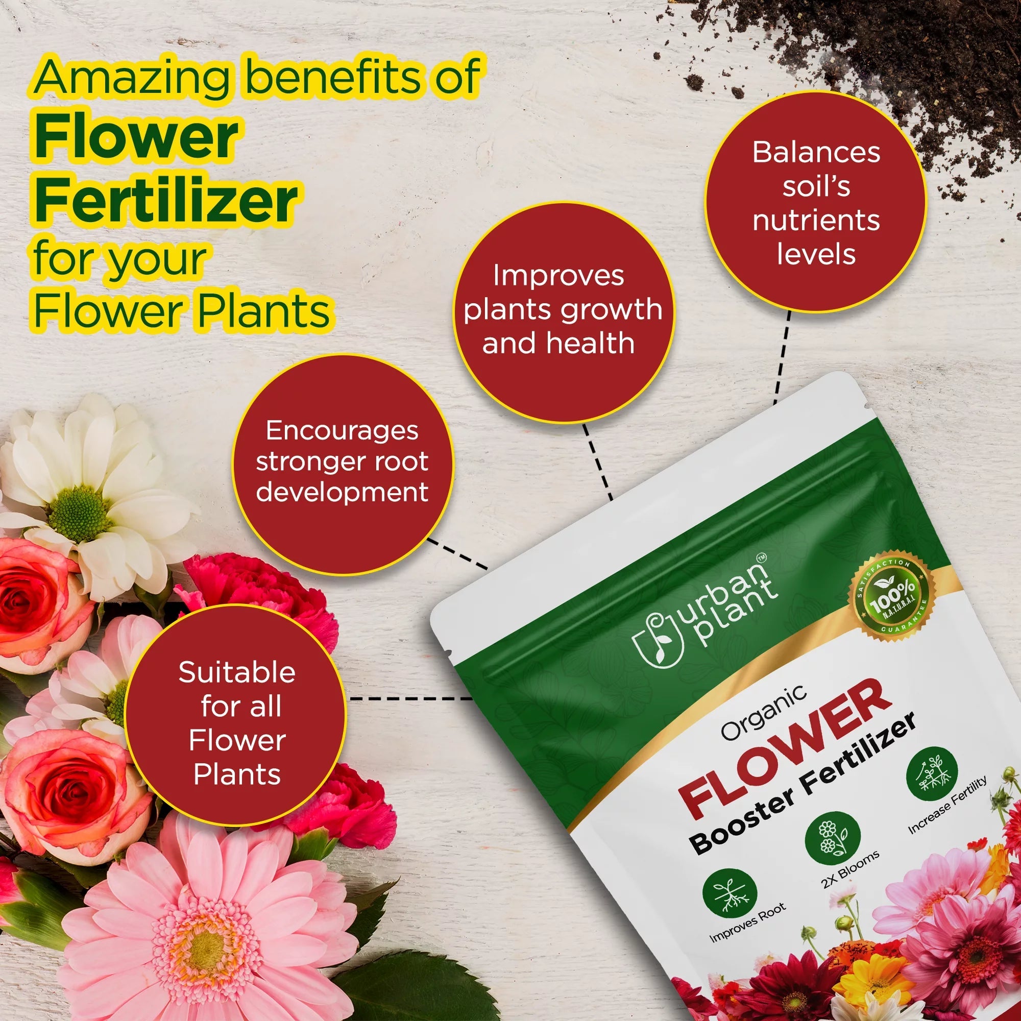 Flower Booster Fertilizer for Rose Plants 900g Potting Mix Urban Plant 