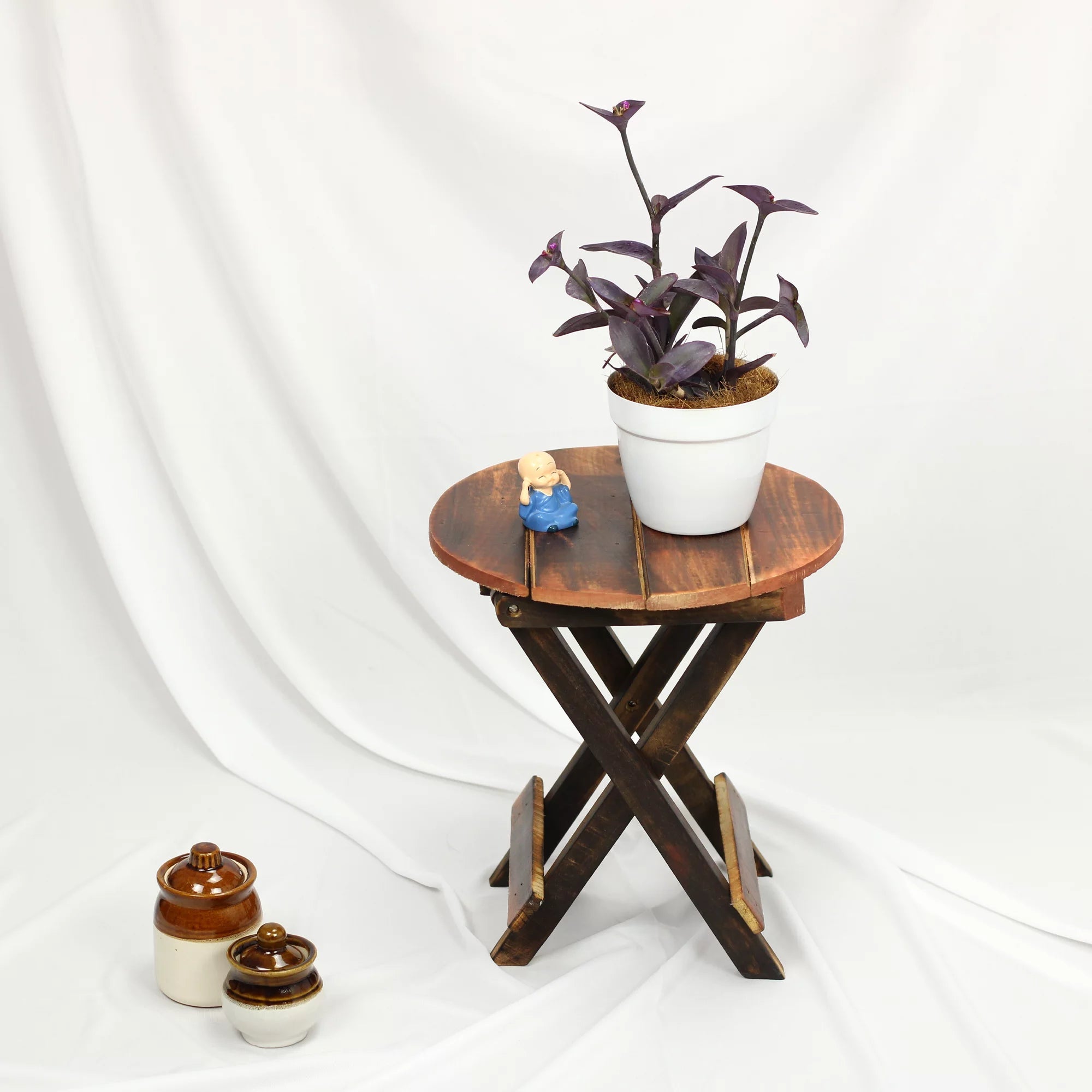 Lock-the-Block Wooden Stool Plant Stand Wooden Stand Urban Plant 
