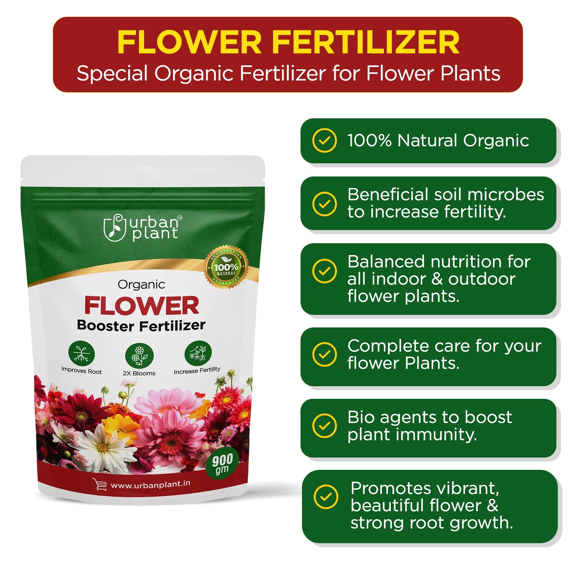 Flower Booster Fertilizer for Rose Plants 900g Potting Mix Urban Plant 