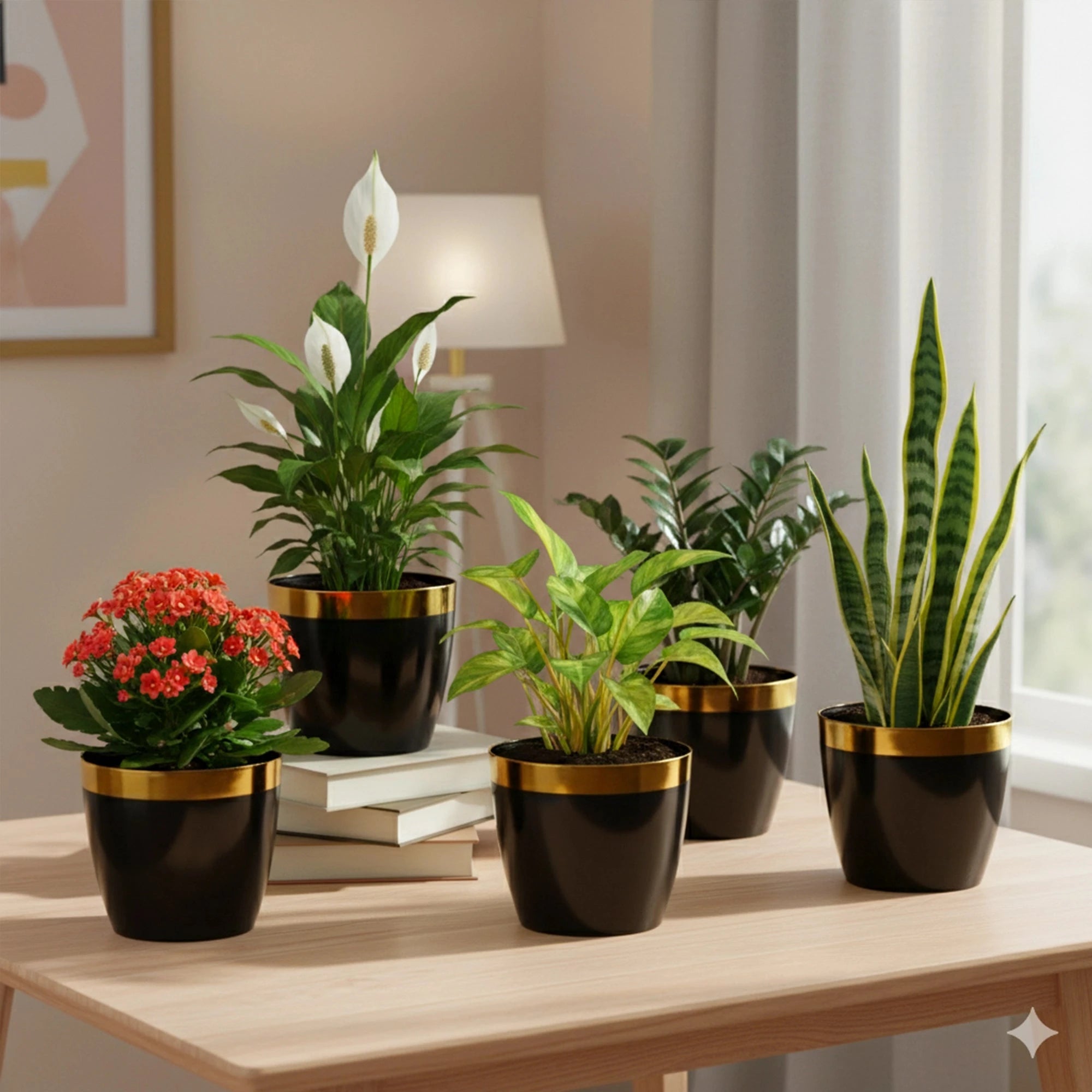 Plantura Pots- (Set of 5) Plastic Pot Urban Plant Black 