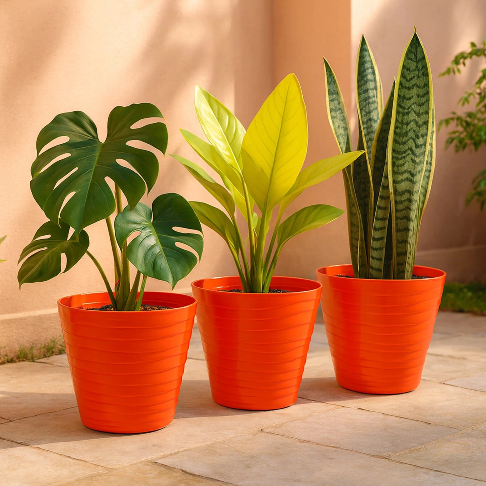 Plastic Matrix Pots - (Set of 3) Plastic Pot Urban Plant Orange 