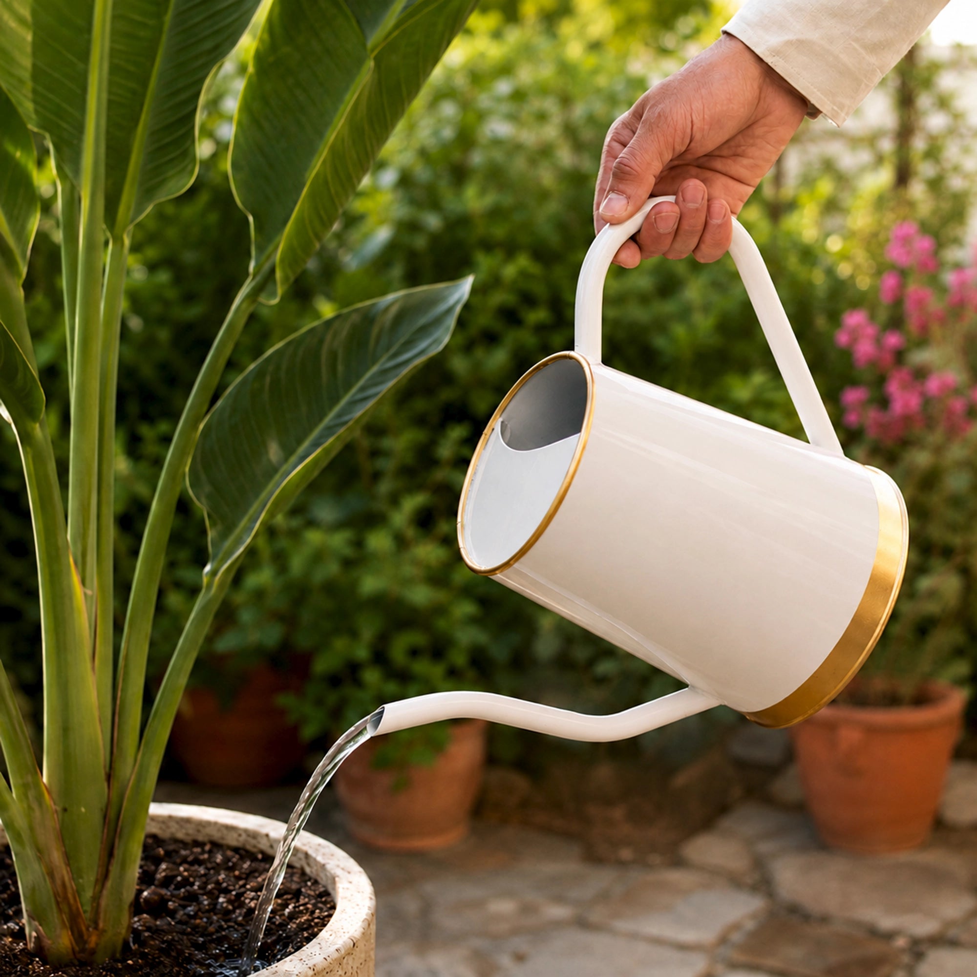 Urban Plant Metal Watering Can - 1.5 L for plants in White color 