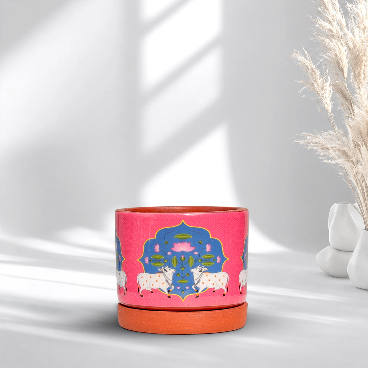 Riyasat 3D Terracotta Pot With Saucer