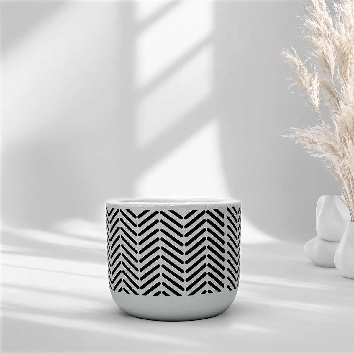 Urban Plant Neo Stripe Terracotta Pot Color White Chevron