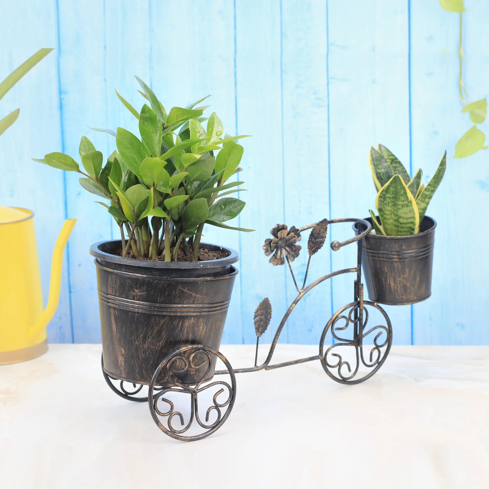 Antique Decorative Rickshaw Metal Planter Planter Stand Urban Plant 