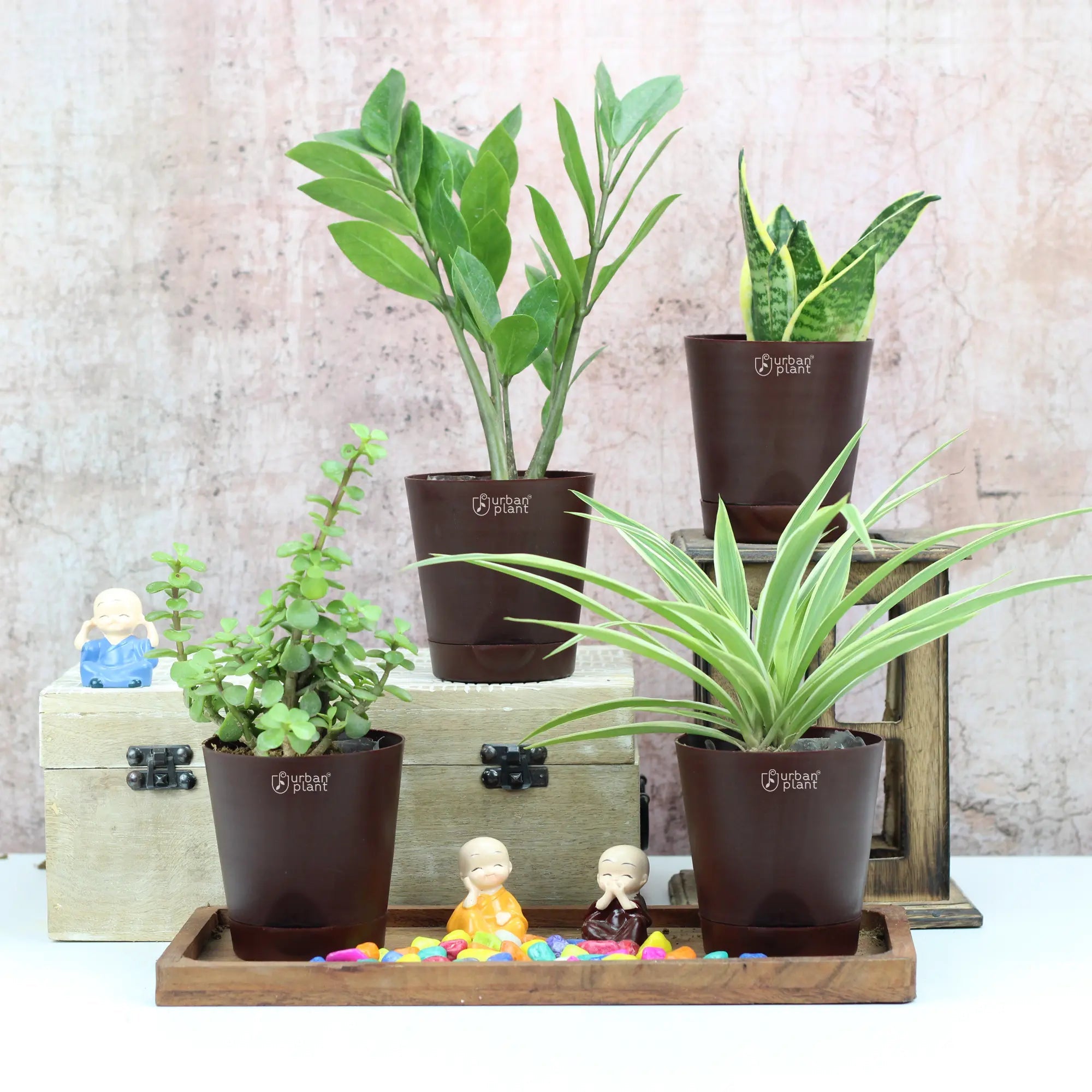 Vivid Self-Watering 4" Pot for Tabletop (Set Of 4) Urban Plant Brown Set of 4 