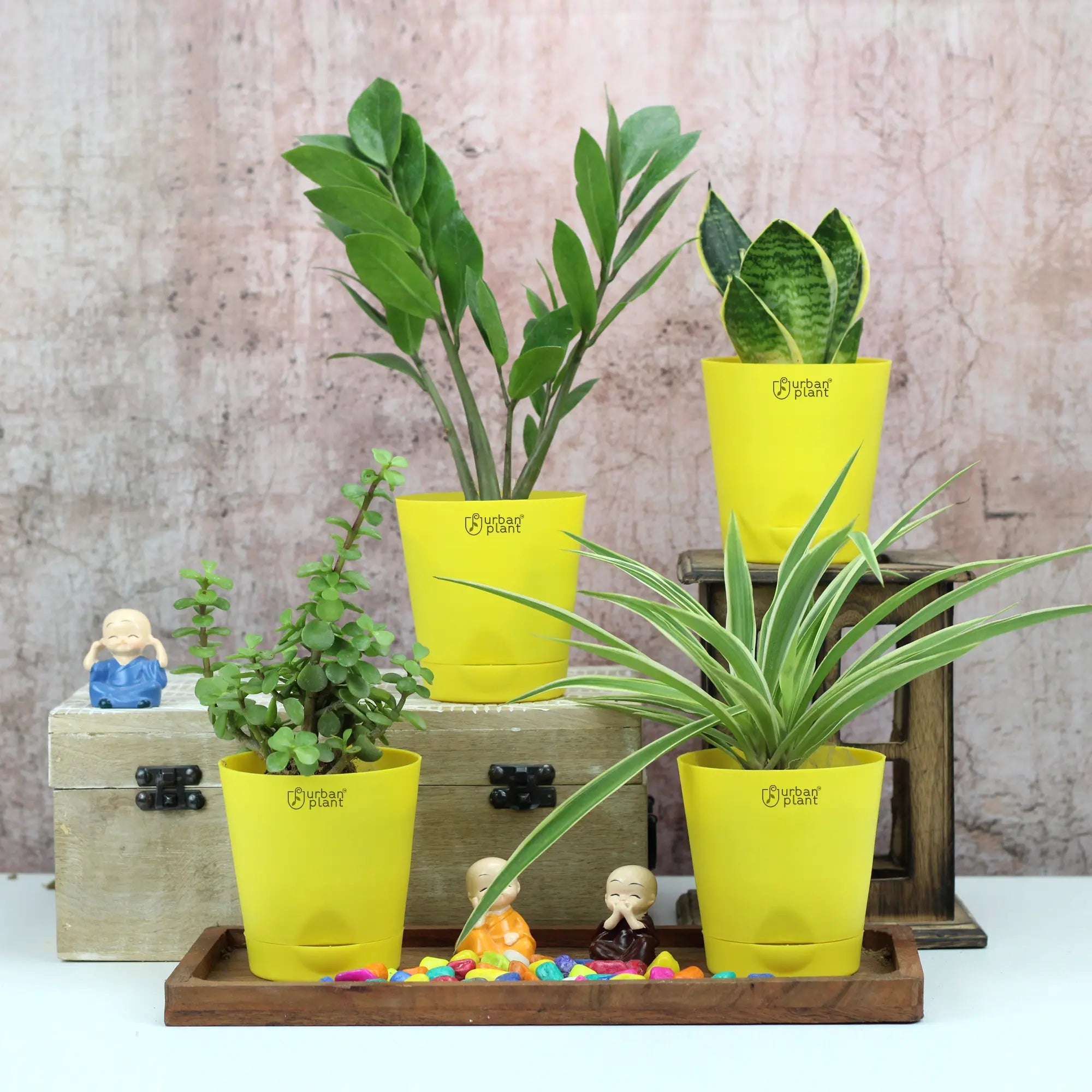 Vivid Self-Watering 4" Pot for Tabletop (Set Of 4) Urban Plant Yellow Set of 4 