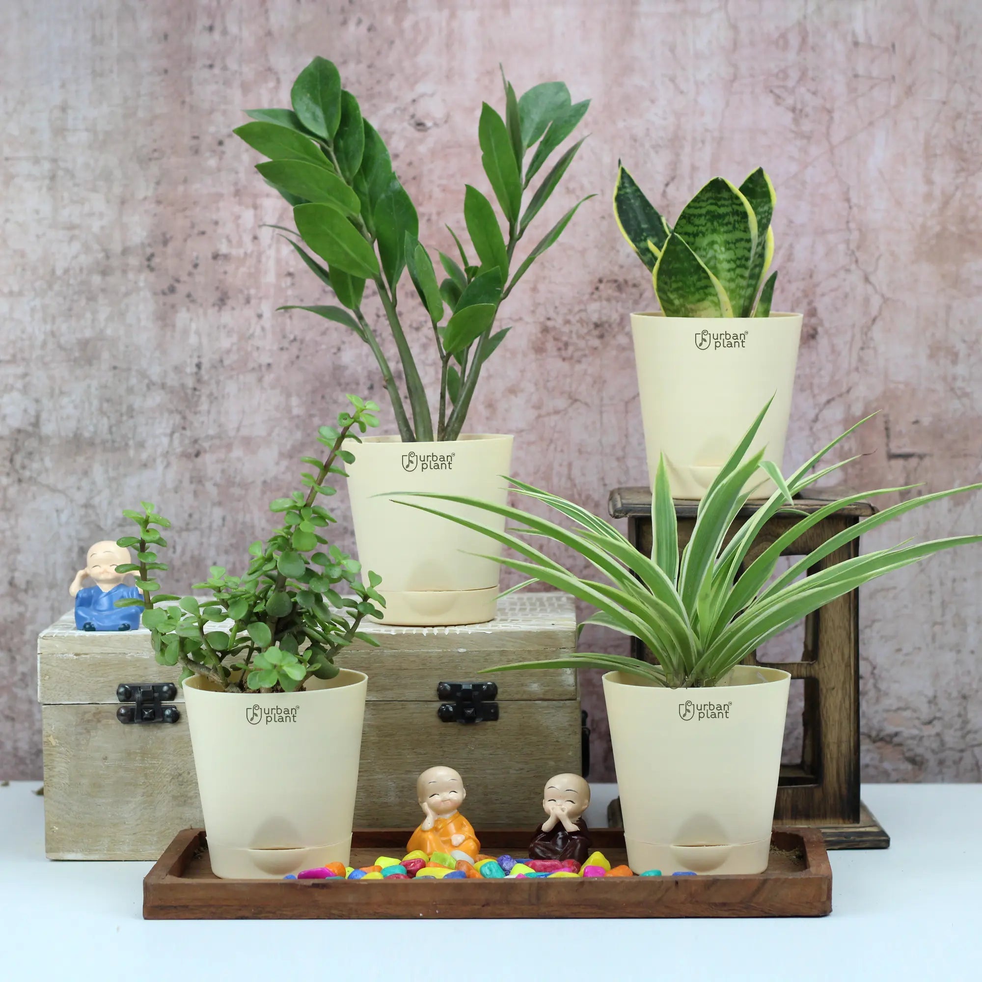 Vivid Self-Watering 4" Pot for Tabletop (Set Of 4) Urban Plant Cream Set of 4 