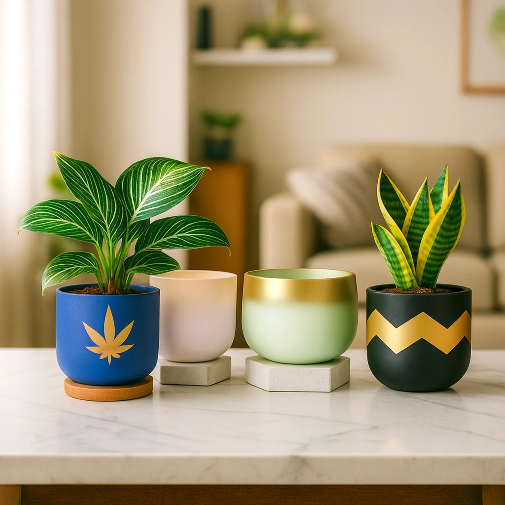 Terracotta Treasures - (Set of 4) Terracotta Pot Urban Plant Terracotta Gems 