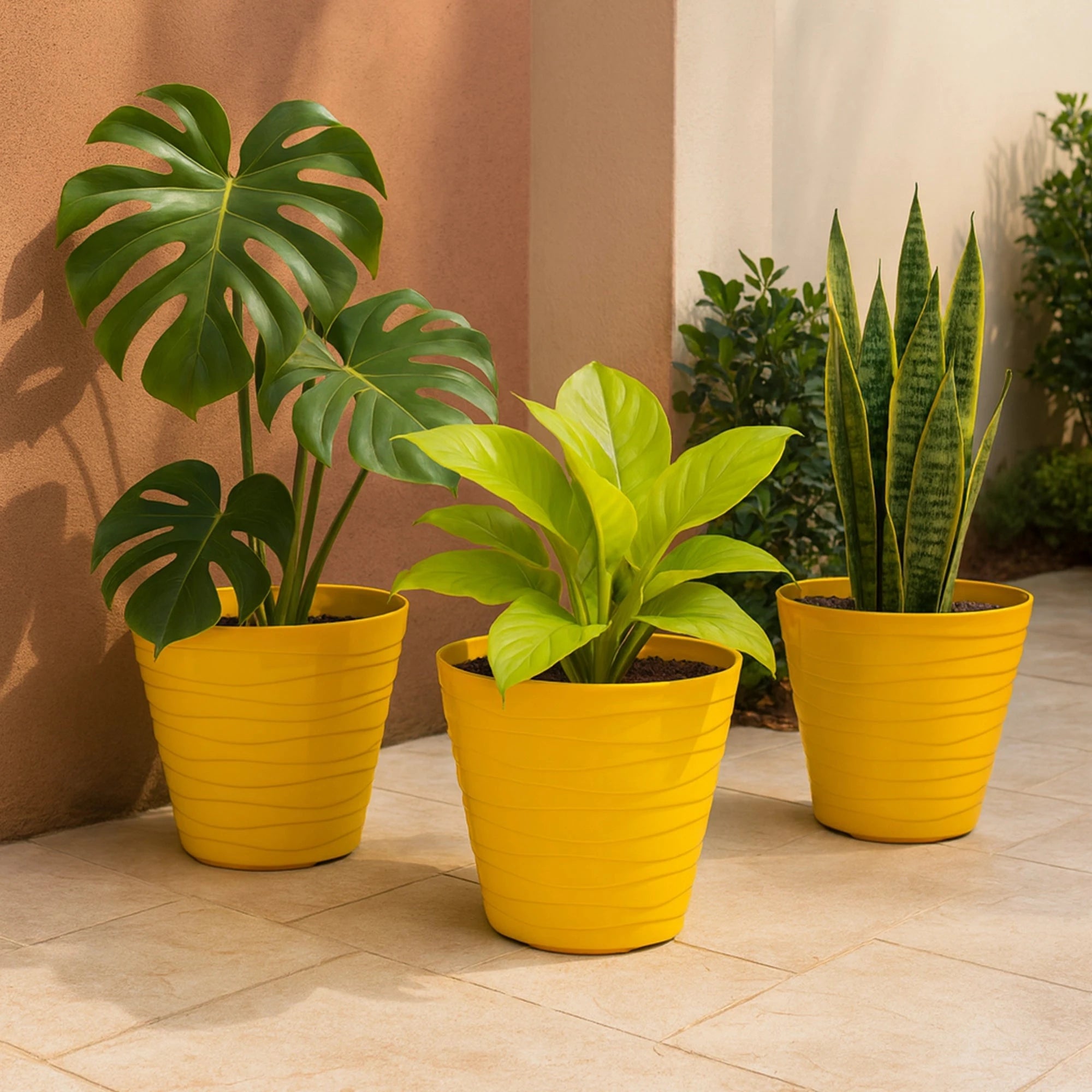 Plastic Matrix Pots - (Set of 3) Plastic Pot Urban Plant Yellow 