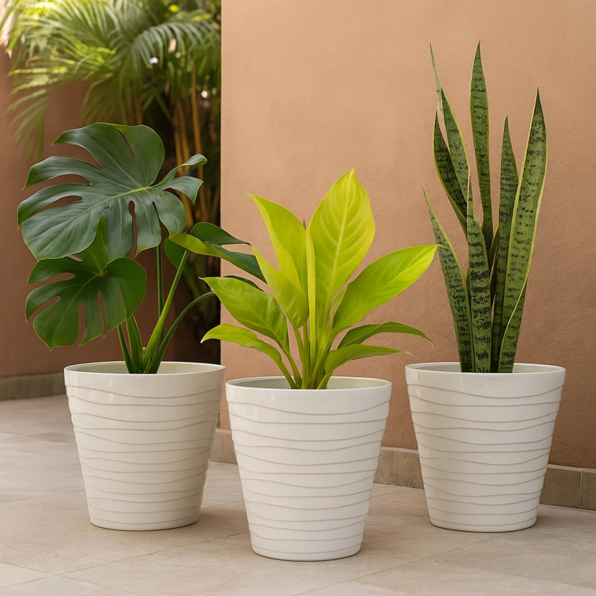 Plastic Matrix Pots - (Set of 3) Plastic Pot Urban Plant White 