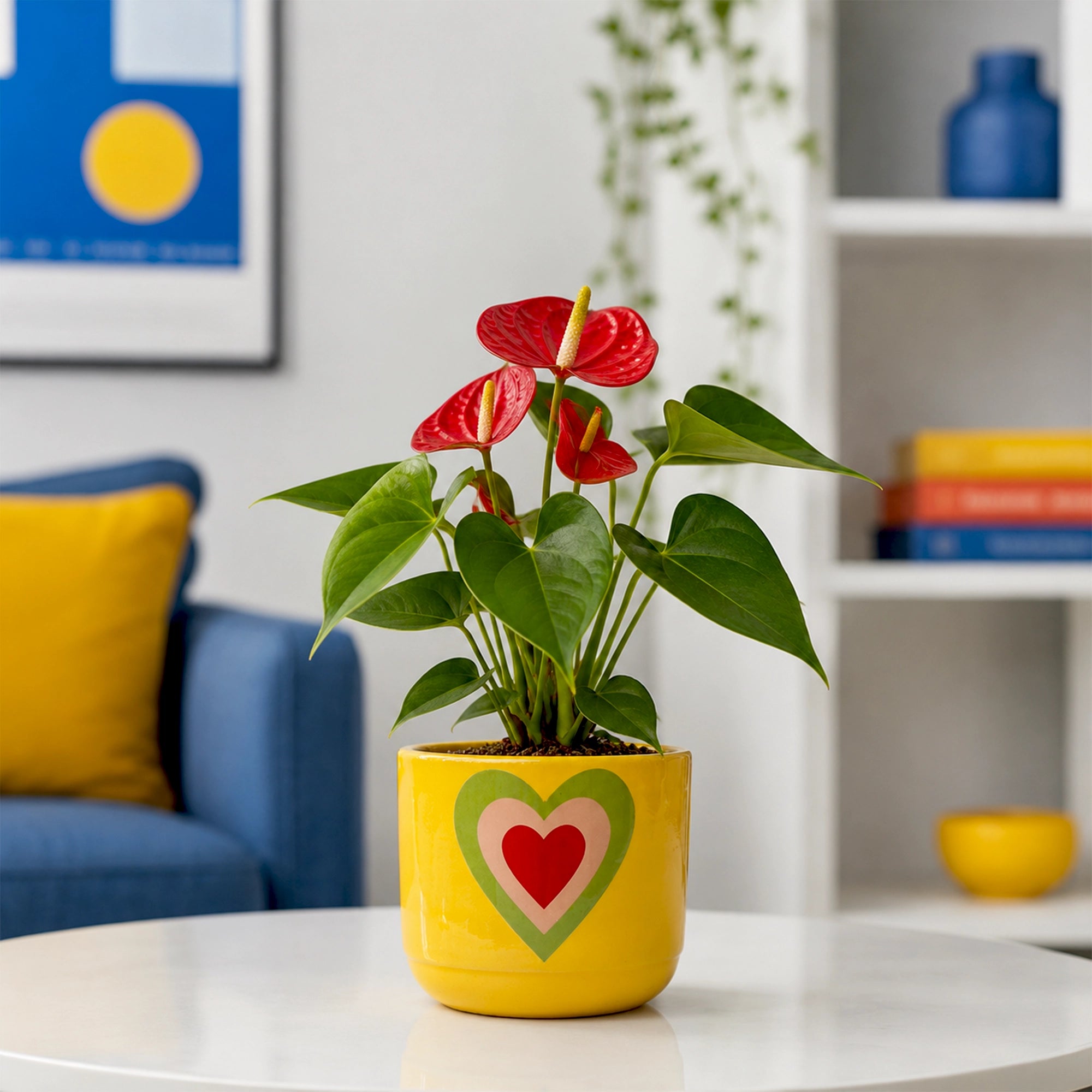 Heart Bloom Terracotta Pot in Sunshine Heart yellow color with layered heart design by Urban Plant