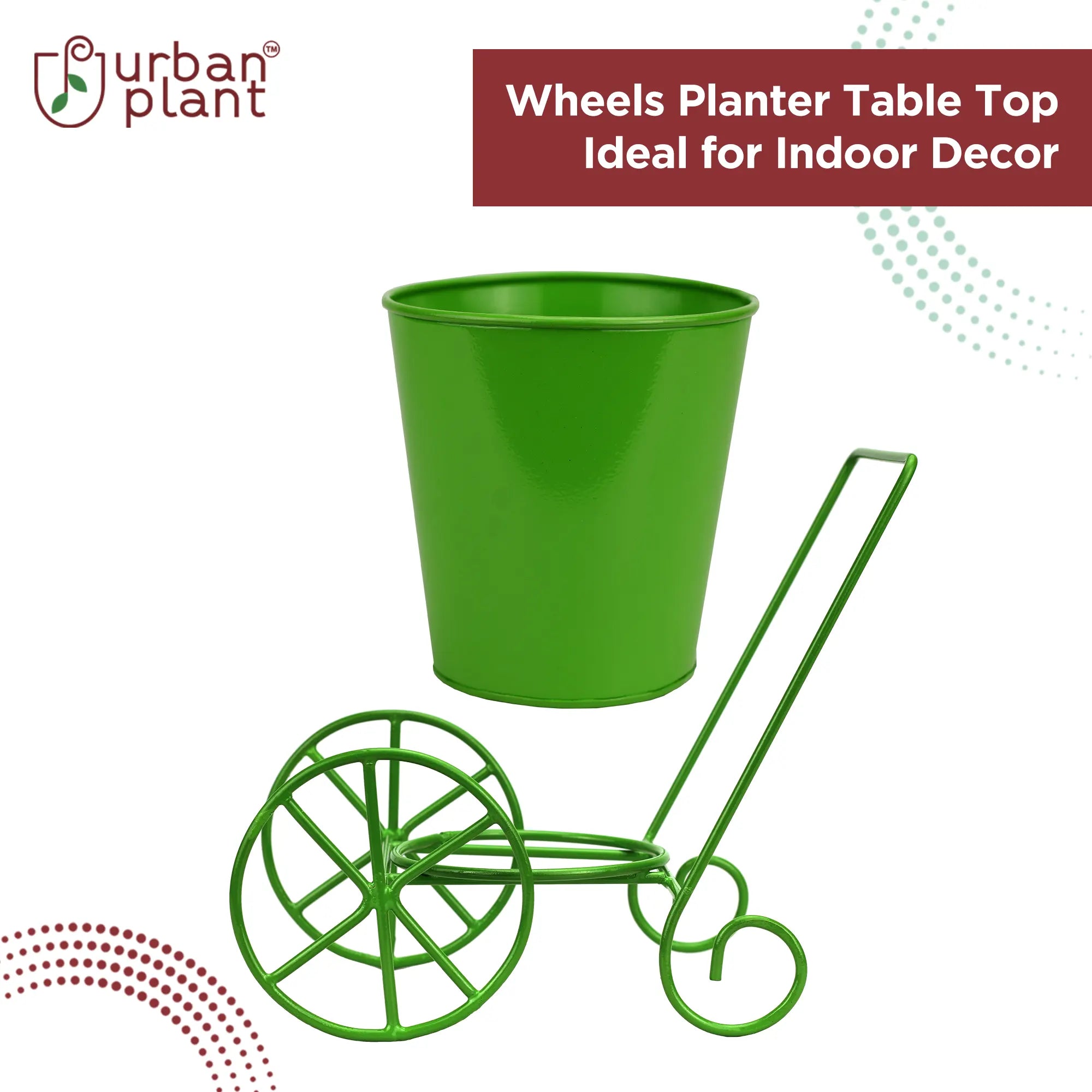 Decorative Wheels Planter for Table Top Metal Planter Urban Plant 