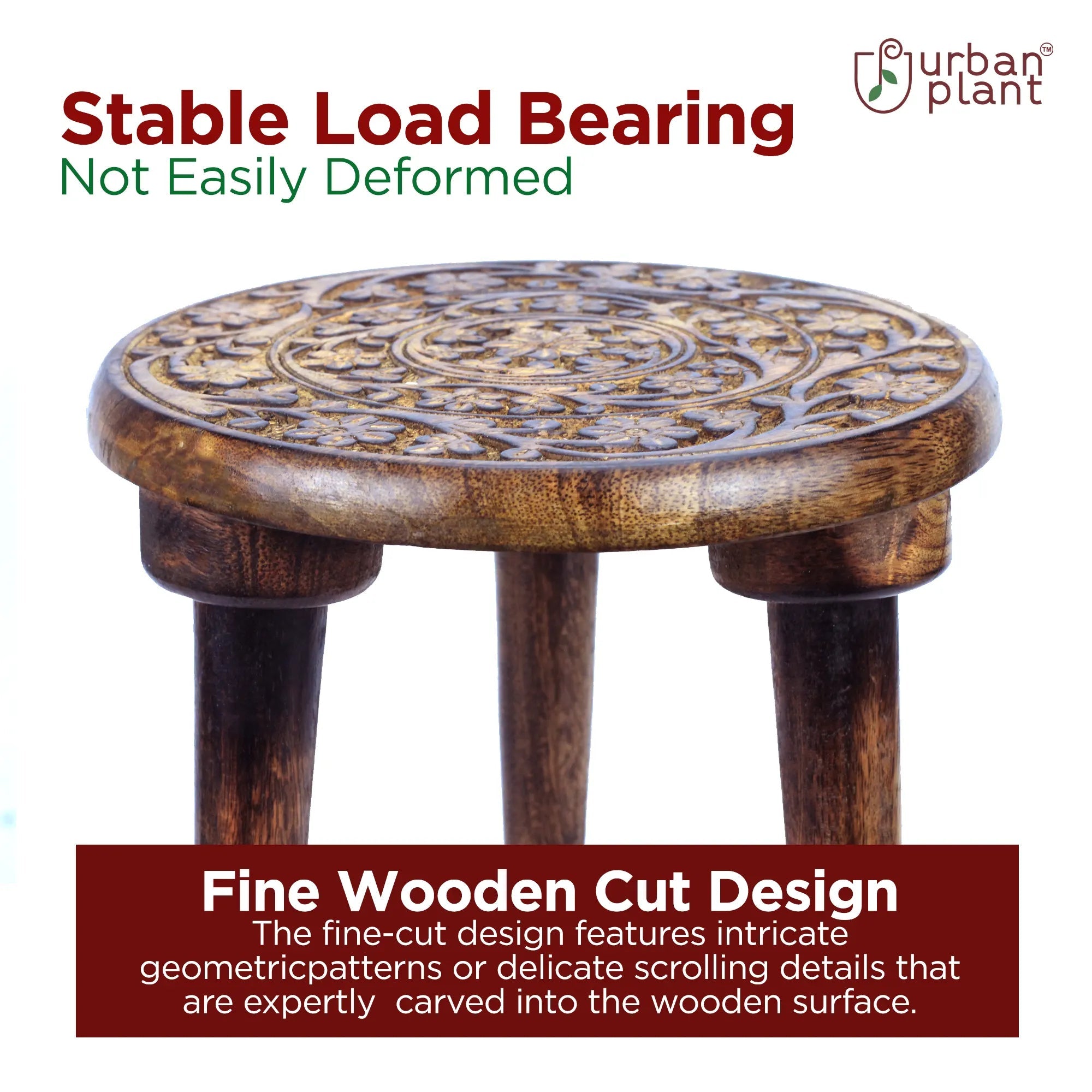 Modish Wooden Stool Planter Pot Stand Urban Plant 