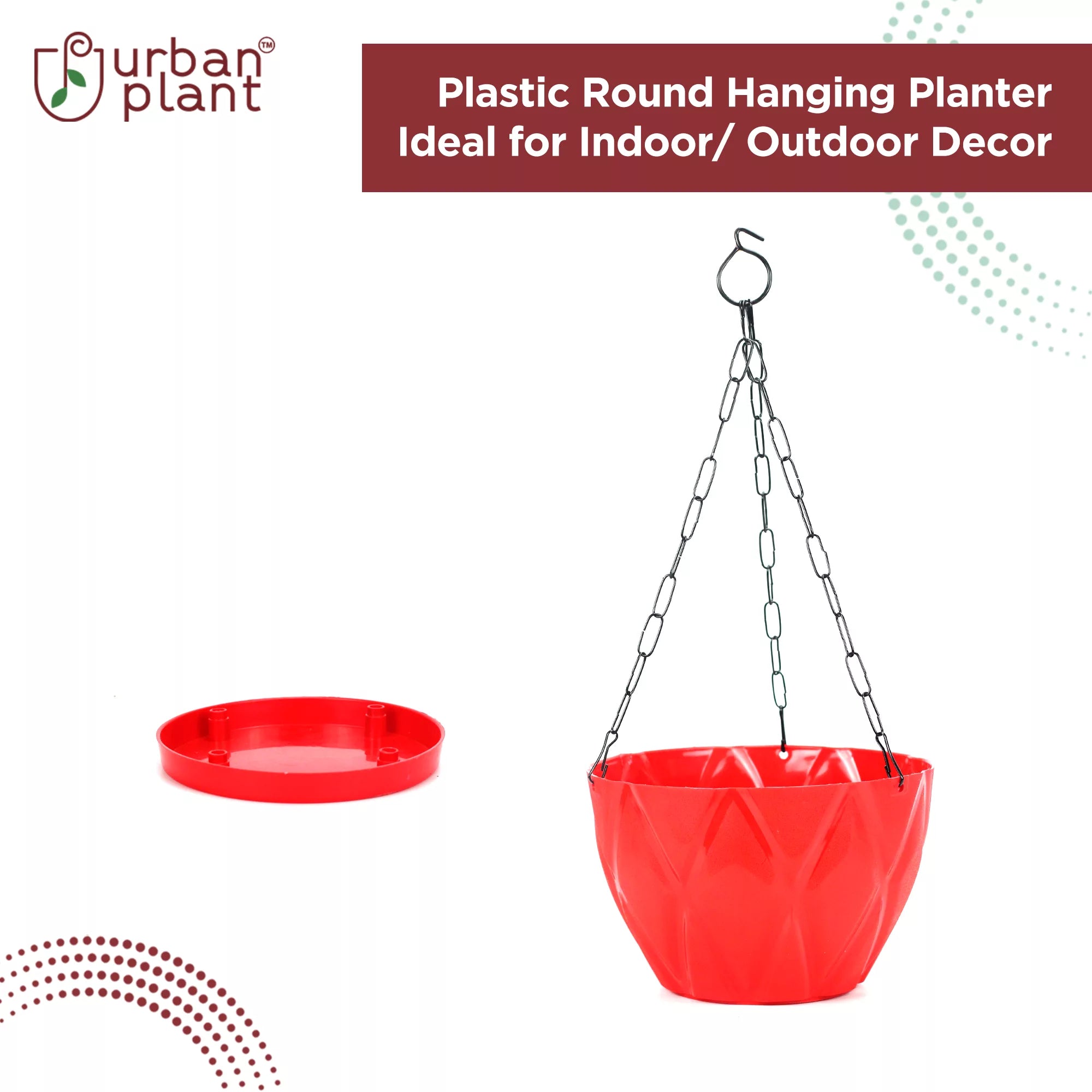 Plastic Hooked Hanging Planter Pot With Bottom Tray Hanging Planter Urban Plant 