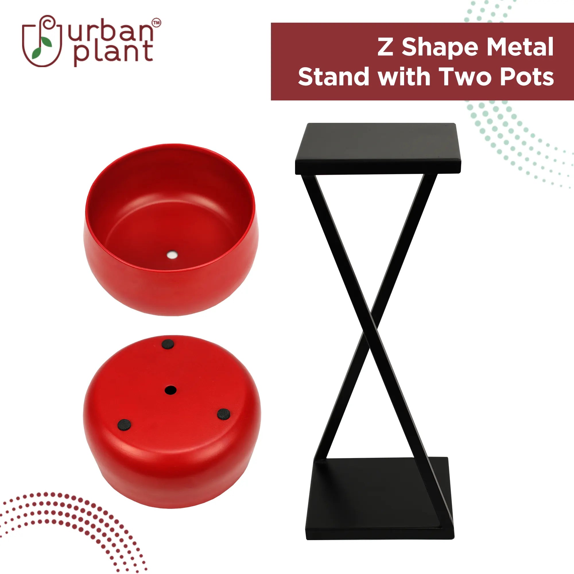 Elegant Z Planter Stand with 2 Pots for Office / Home Decor Urban Plant 