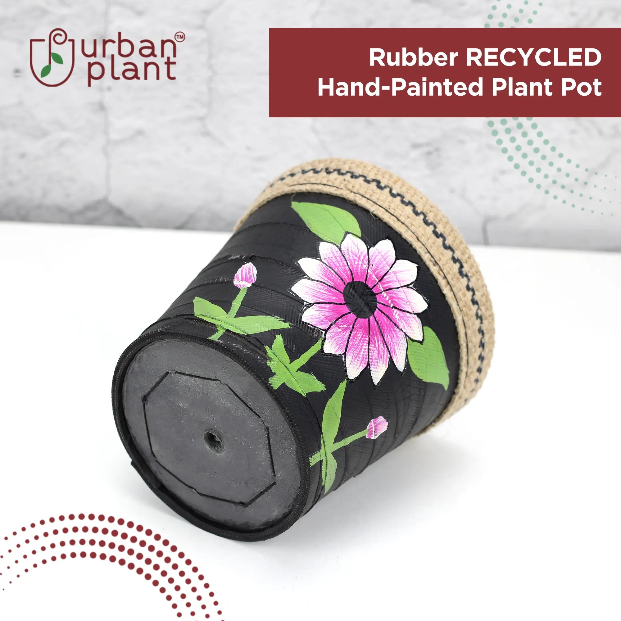 Rubber RECYCLED Hand-Painted Plant Pots (1224 C) Urban Plant 