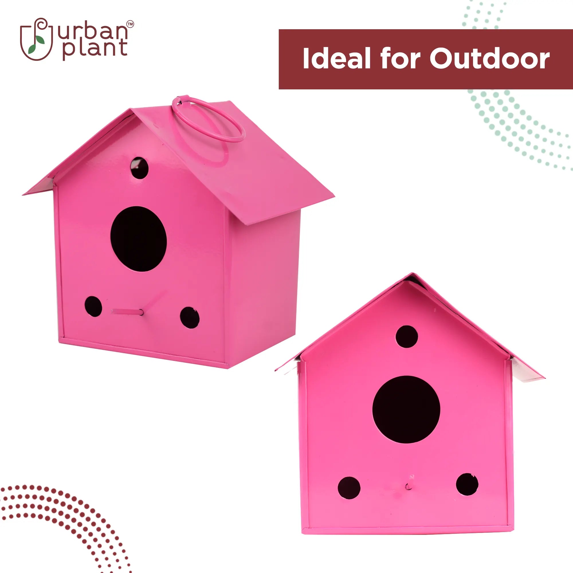 Colorful Metal Hanging Bird House-Set of 3 Oval Balcony Hanging Pot Urban Plant 