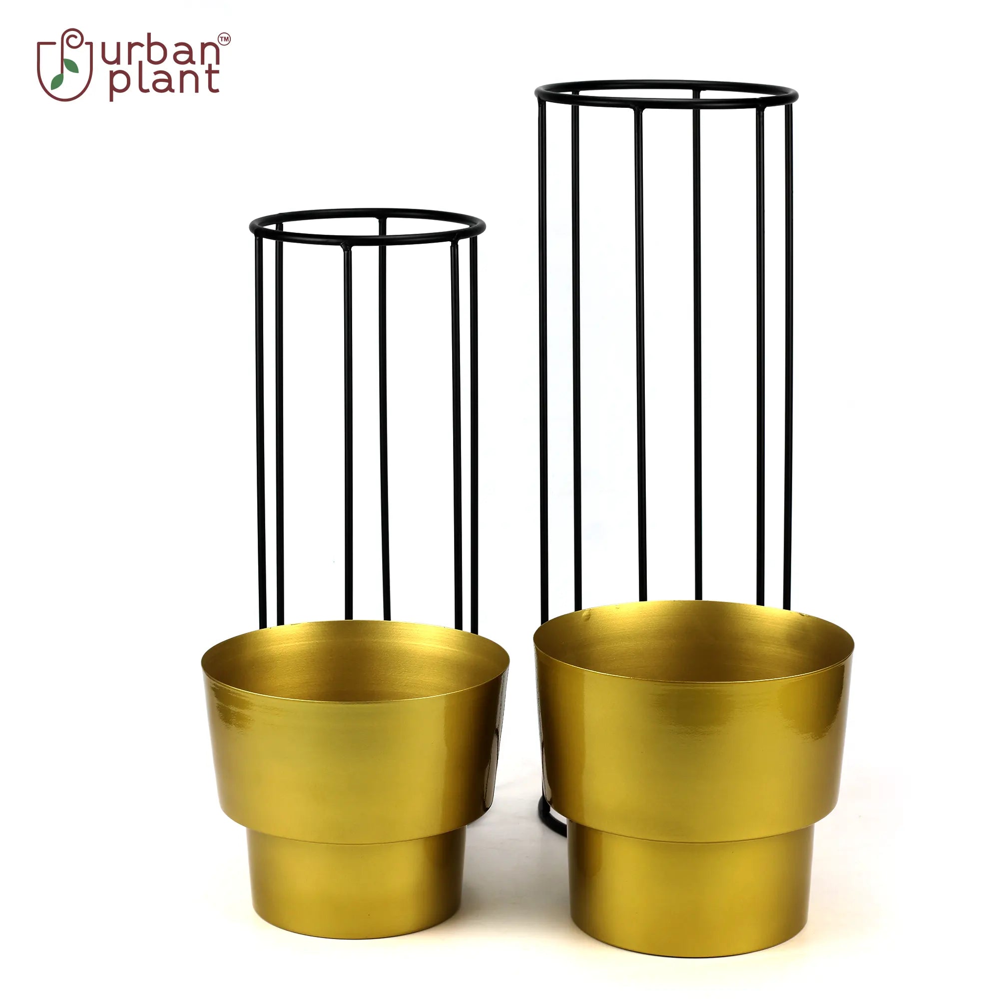 Classy Indoor Golden Metal Planters with Stand Big Size - Set of 2 Metal Planter Urban Plant 