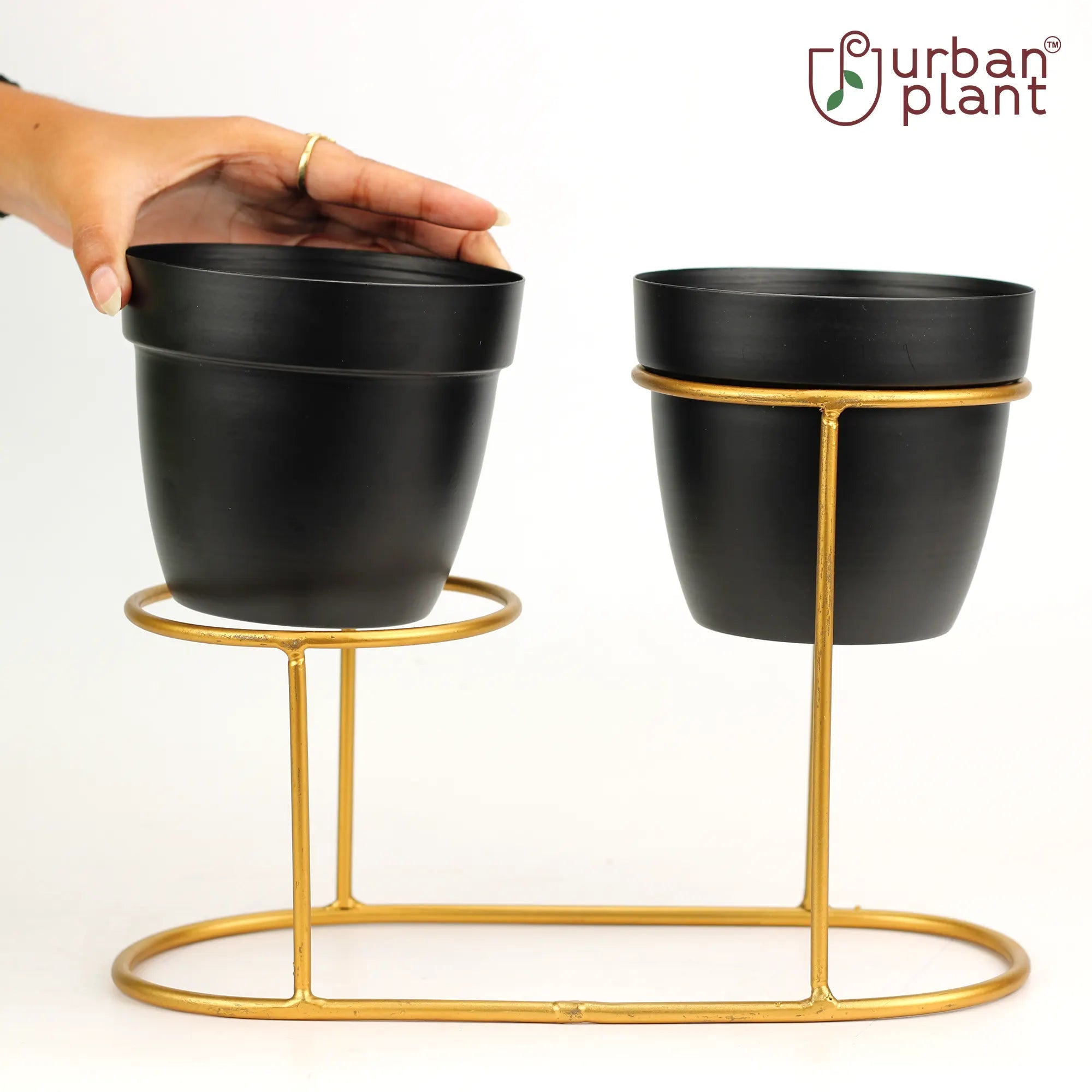 Classy Designer Metal Planters with Stand (Set of 2) Metal Planter Urban Plant 