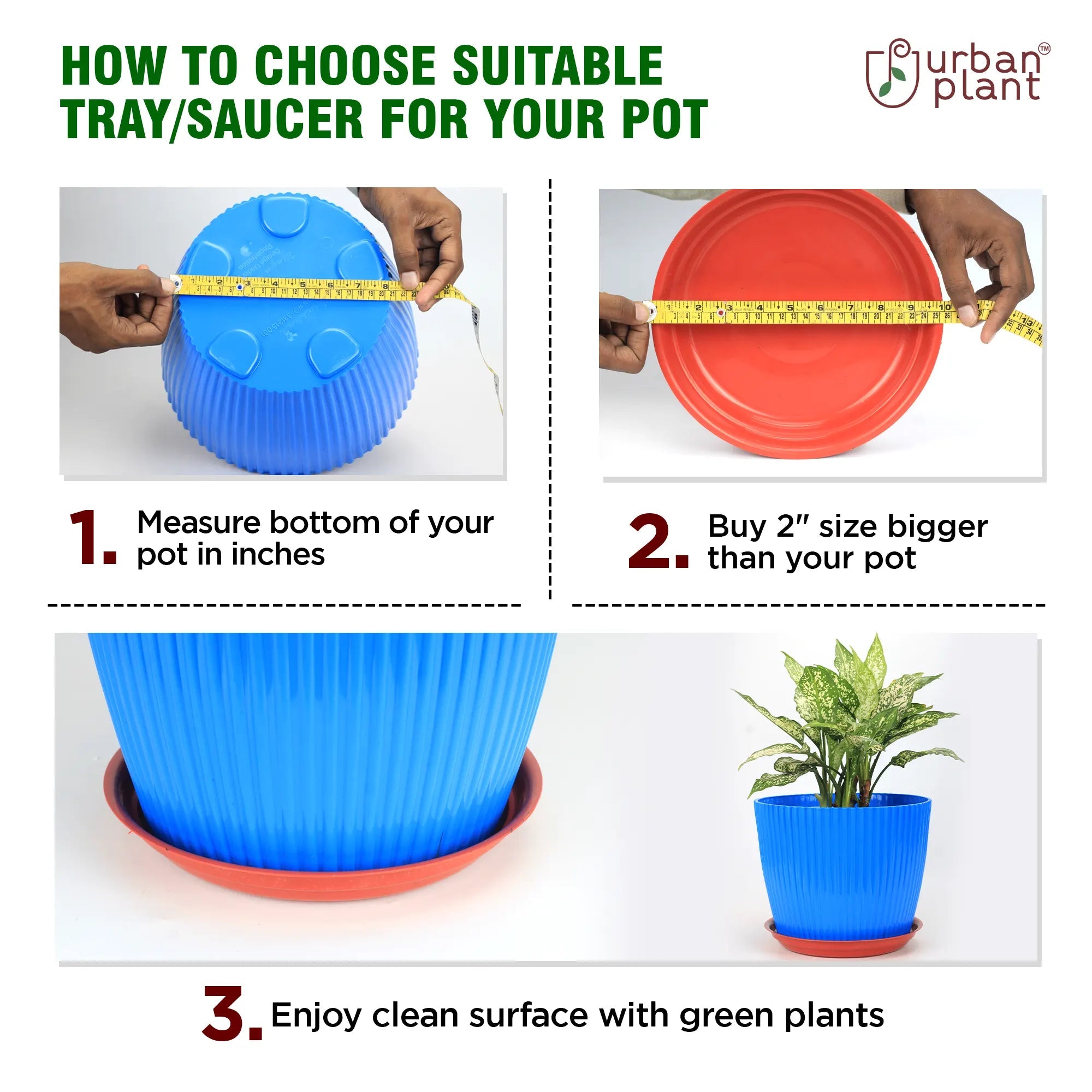 Urban Plant Round Bottom Tray (Plate/Saucer) for All Type of Pots Urban Plant 