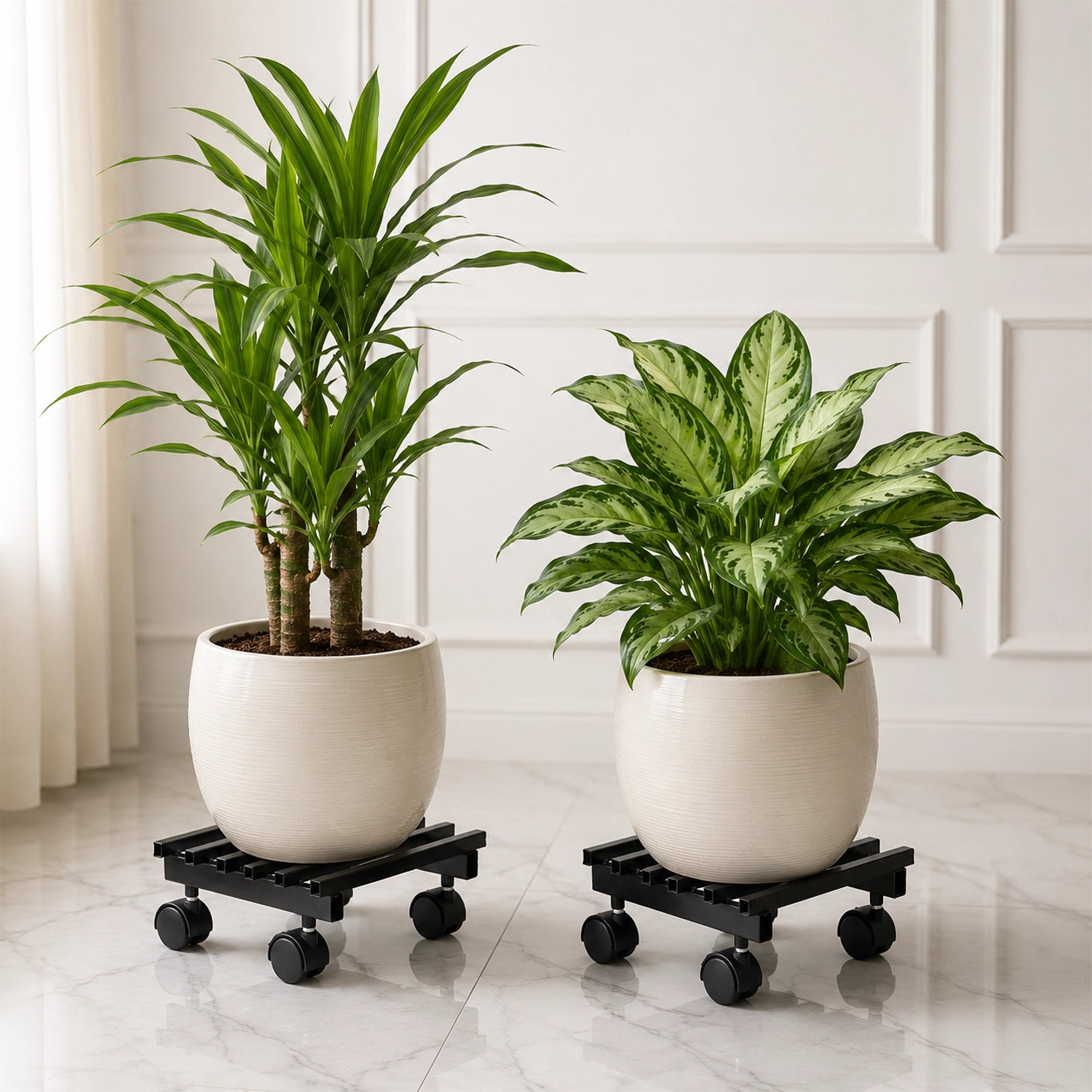 Urban Plant Square Caddy with Wheel Rolling Plant Stand (Set of 4)