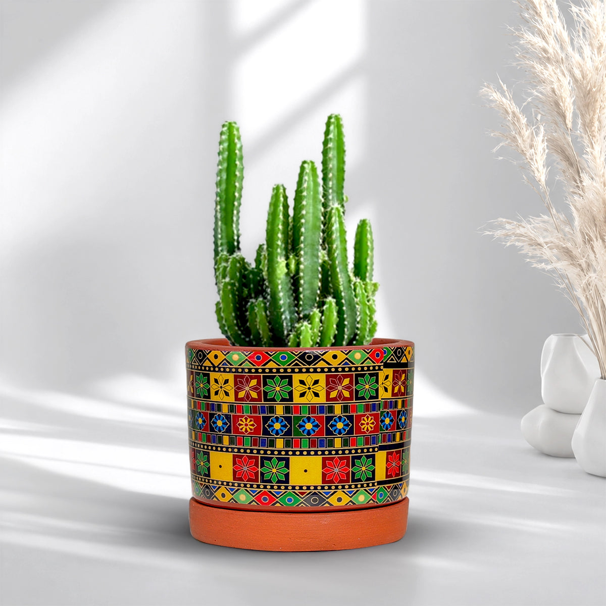 Riyasat 3D Terracotta Pot With Saucer