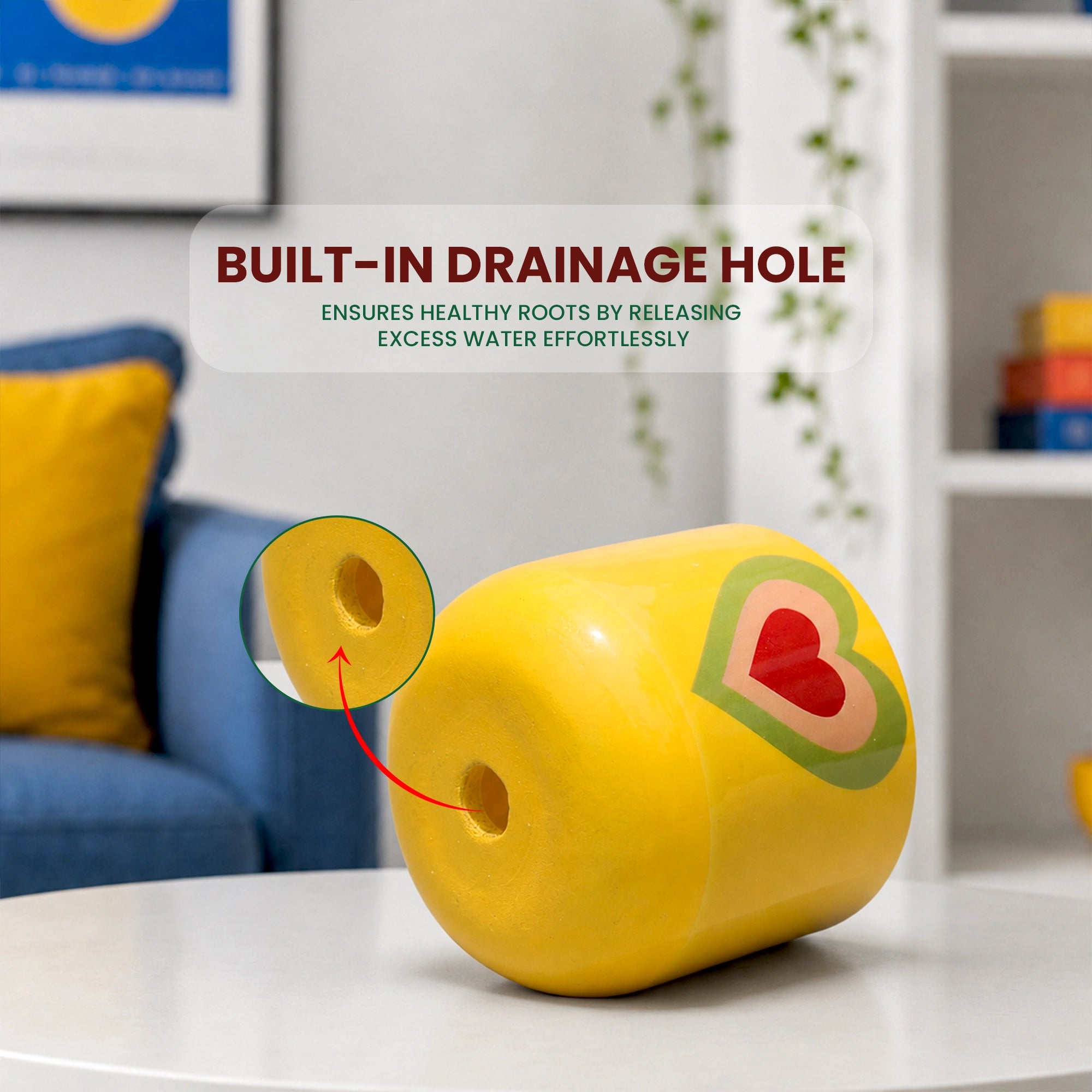 Heart Bloom Clay Pot in Sunshine Heart yellow color with layered heart design by Urban Plant