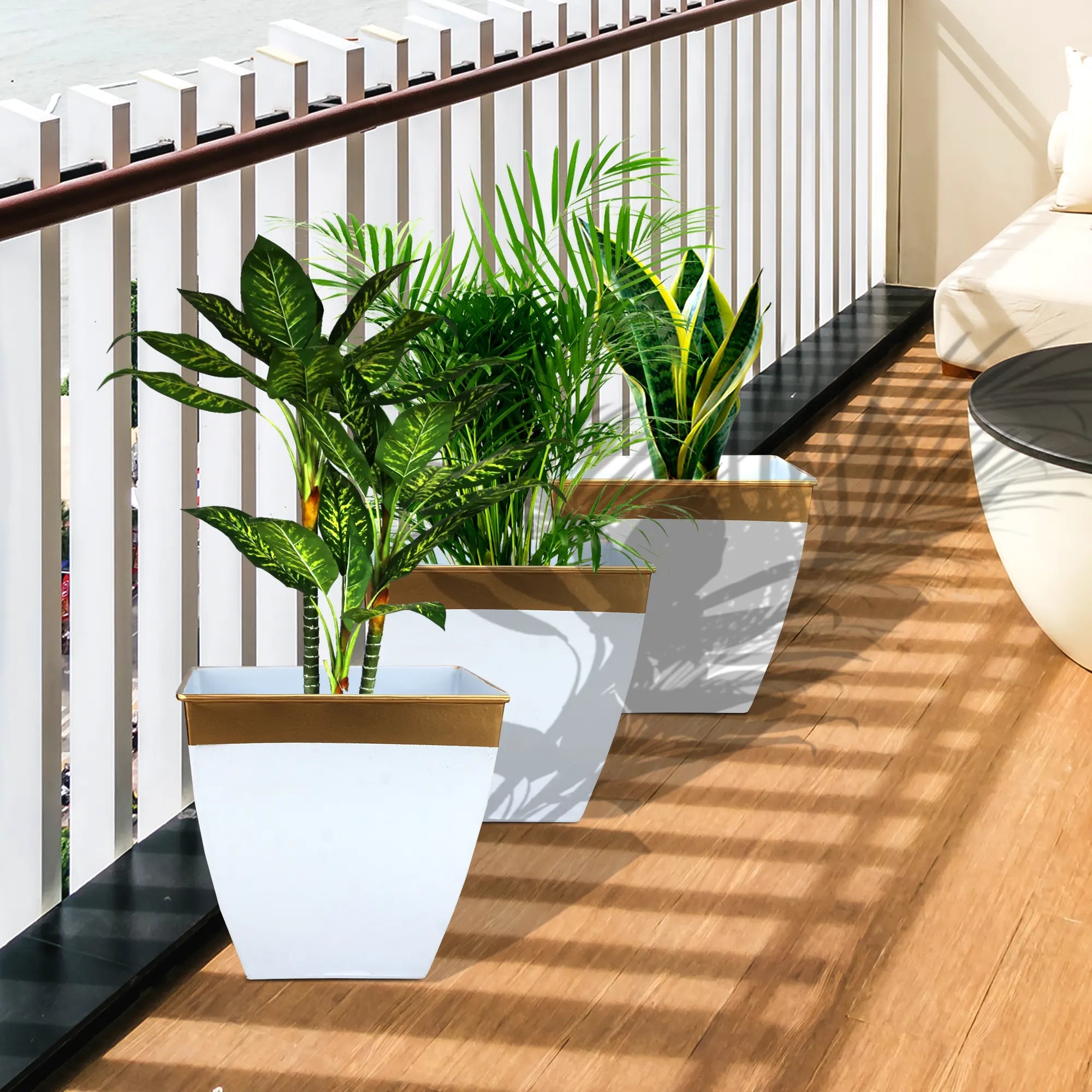 Garden Tub Planters Urban Plant White Set of 3 