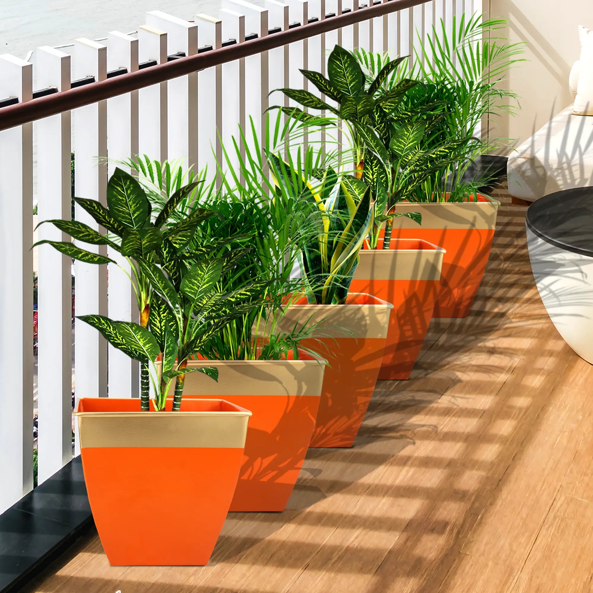 Garden Tub Planters Urban Plant Orange Set of 5 