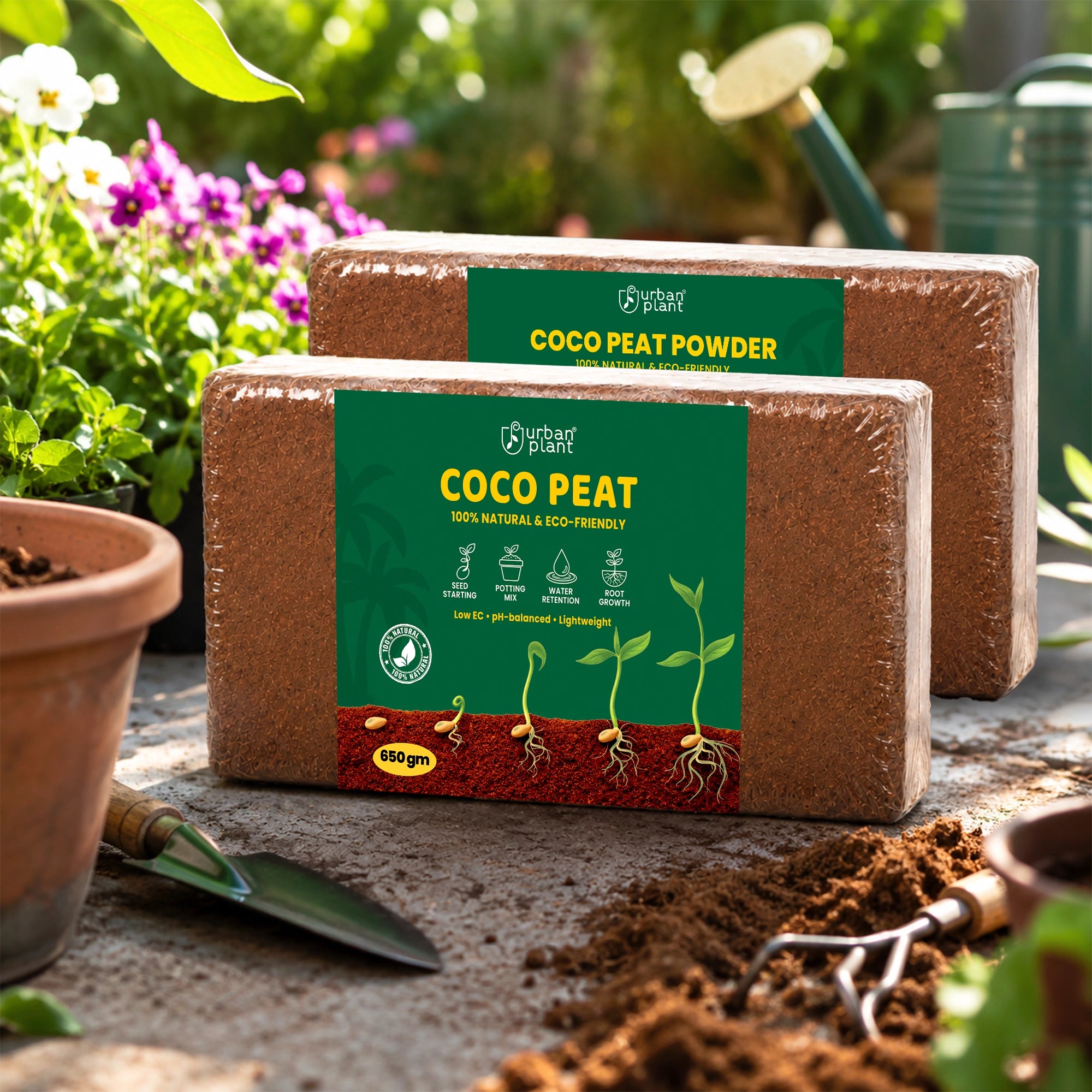 Urban Plant Cocopeat Brick 650 Gram pack of 2