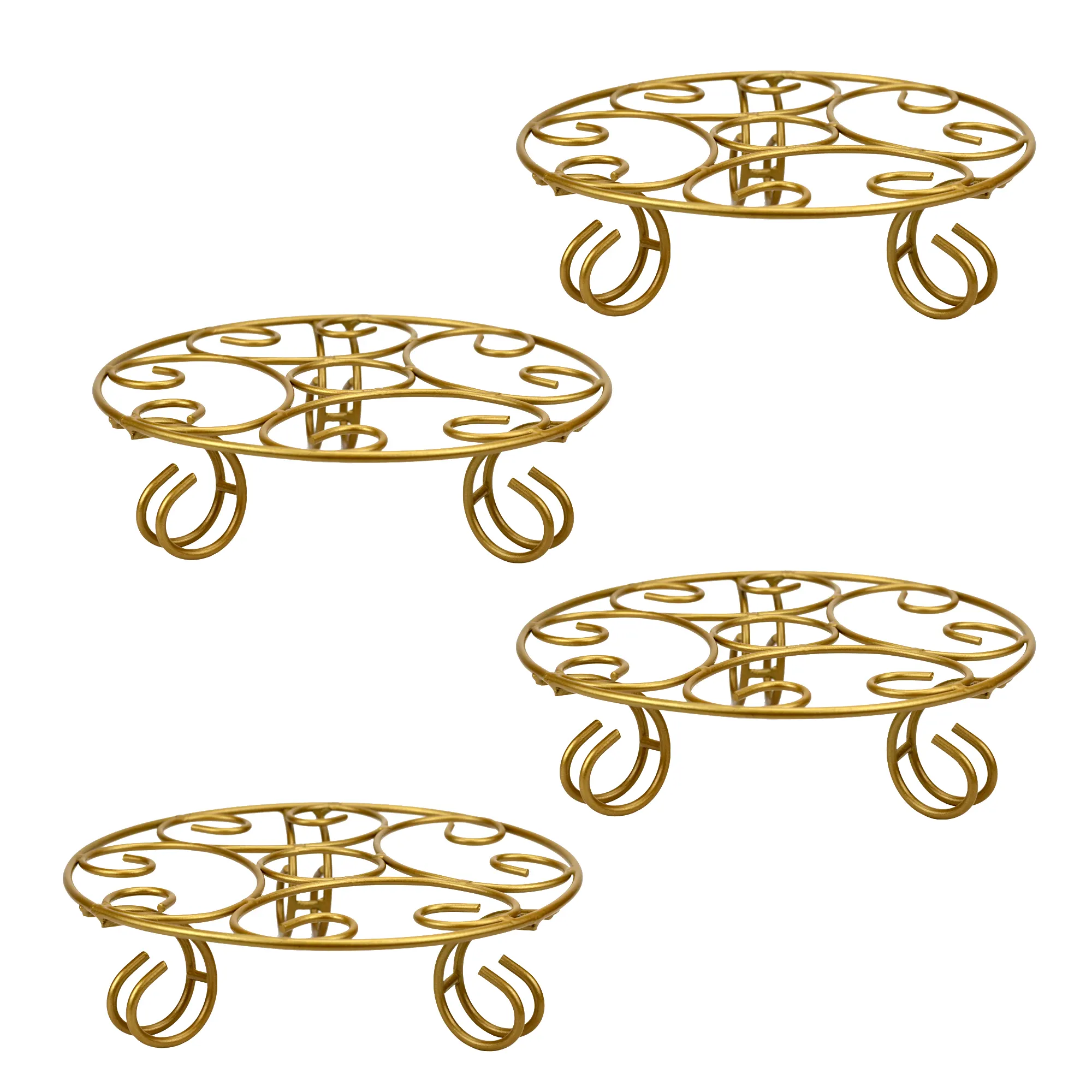 Indoor Designer Metal Pot Stands (Set of 4) (1212, Gold) Urban Plant 