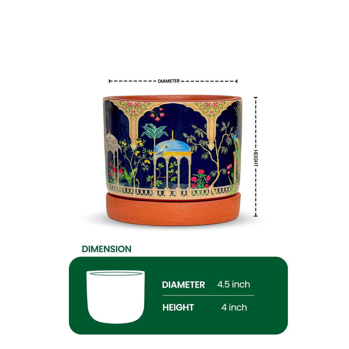 Riyasat 3D Terracotta Pot With Saucer