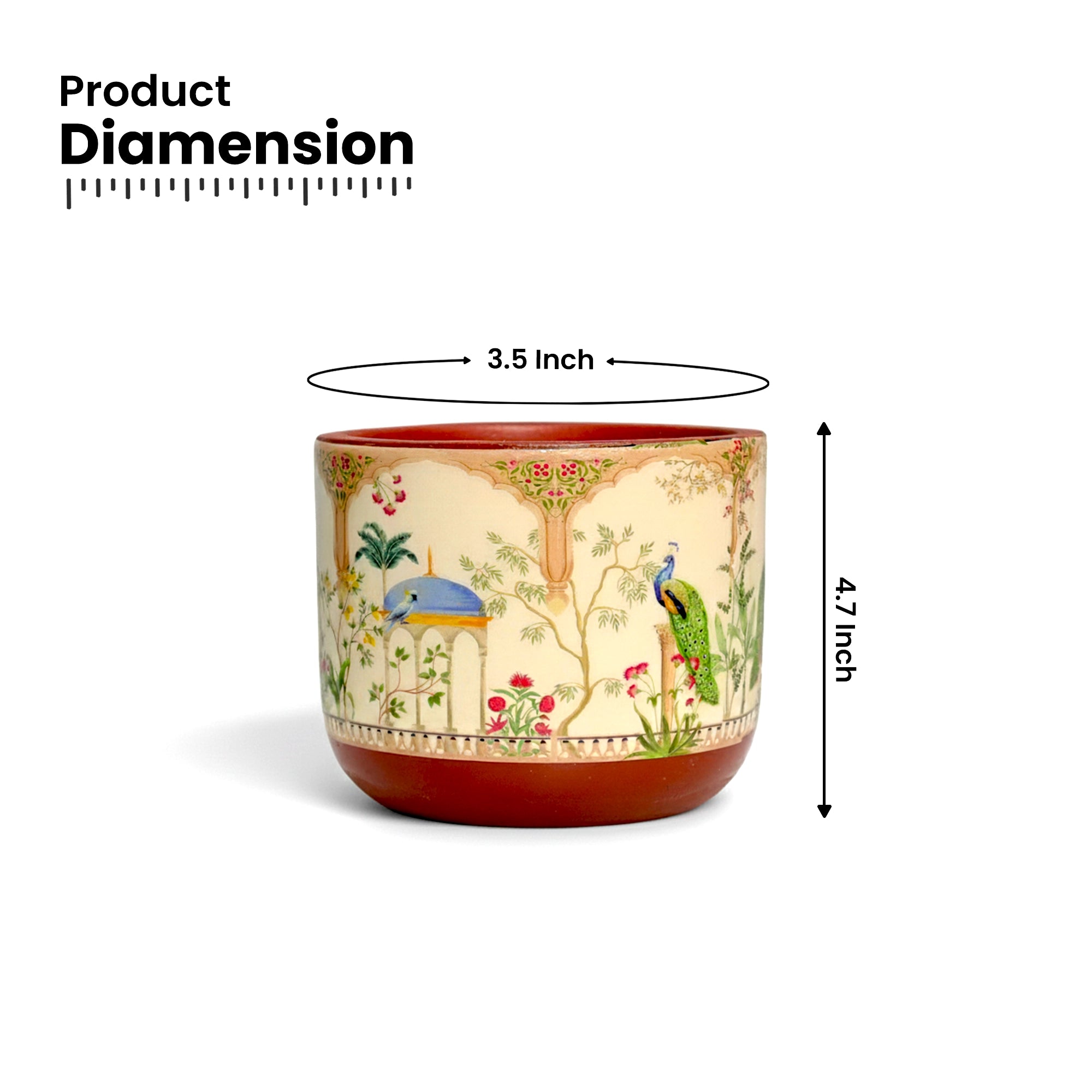 RANG terracotta planter with Badshahi Beige color for indoor plants Product dimension
