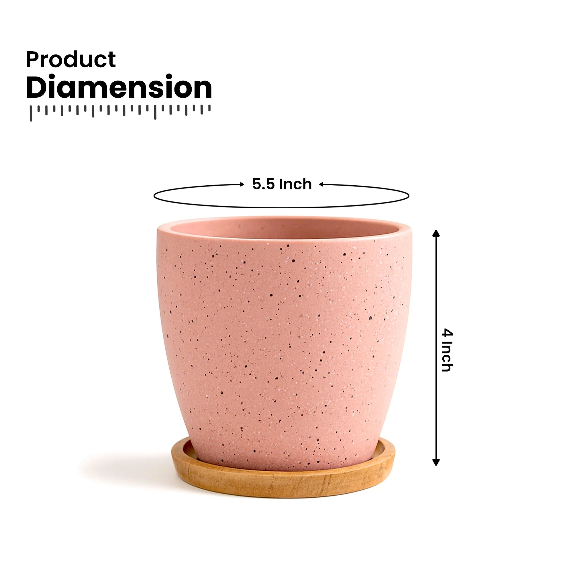 Terrazzo Terracotta Pot With Wooden Saucer Urban Plant 