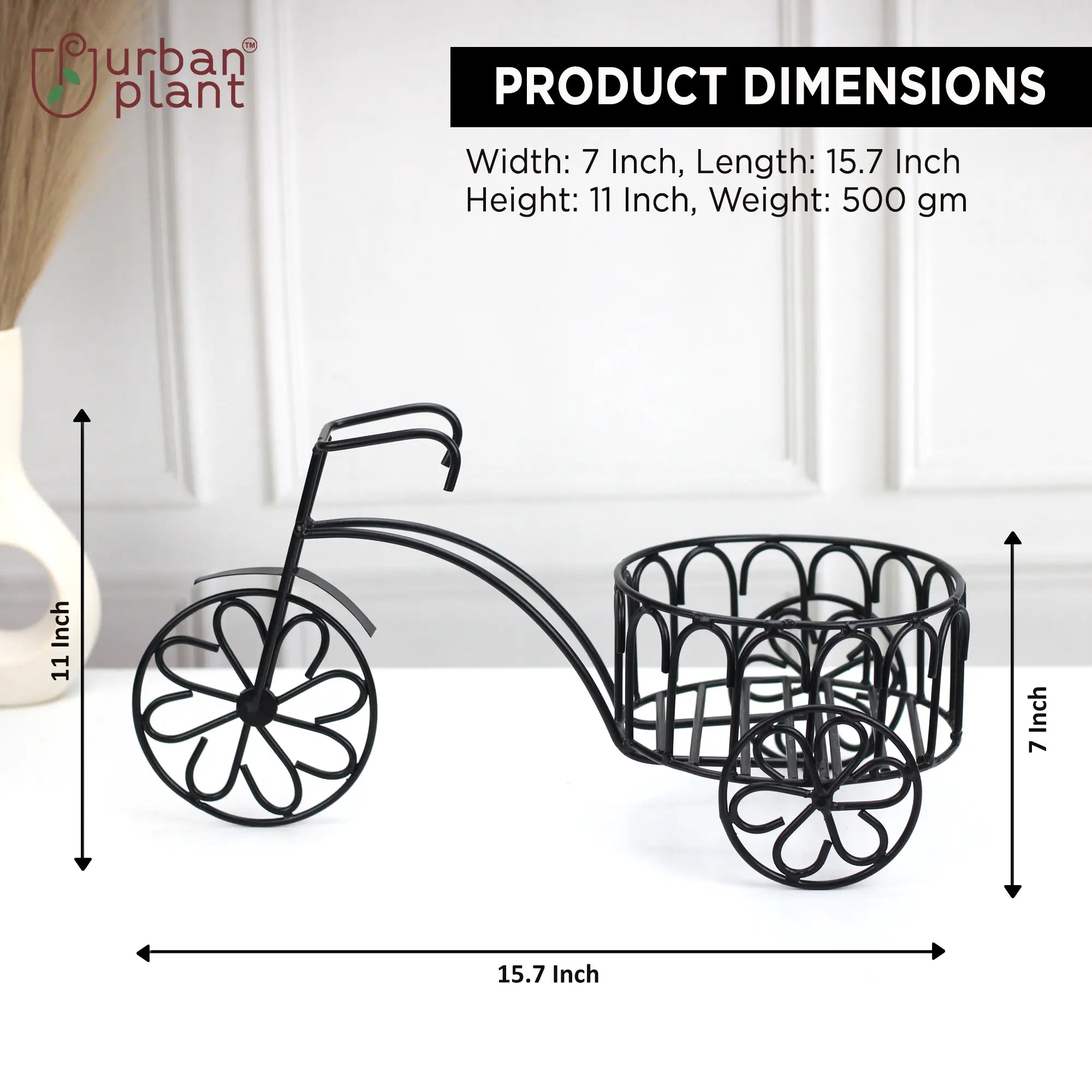 Table Top Rickshaw Style Metal Planter for Indoor (No. 1152) Planter Stand Urban Plant 