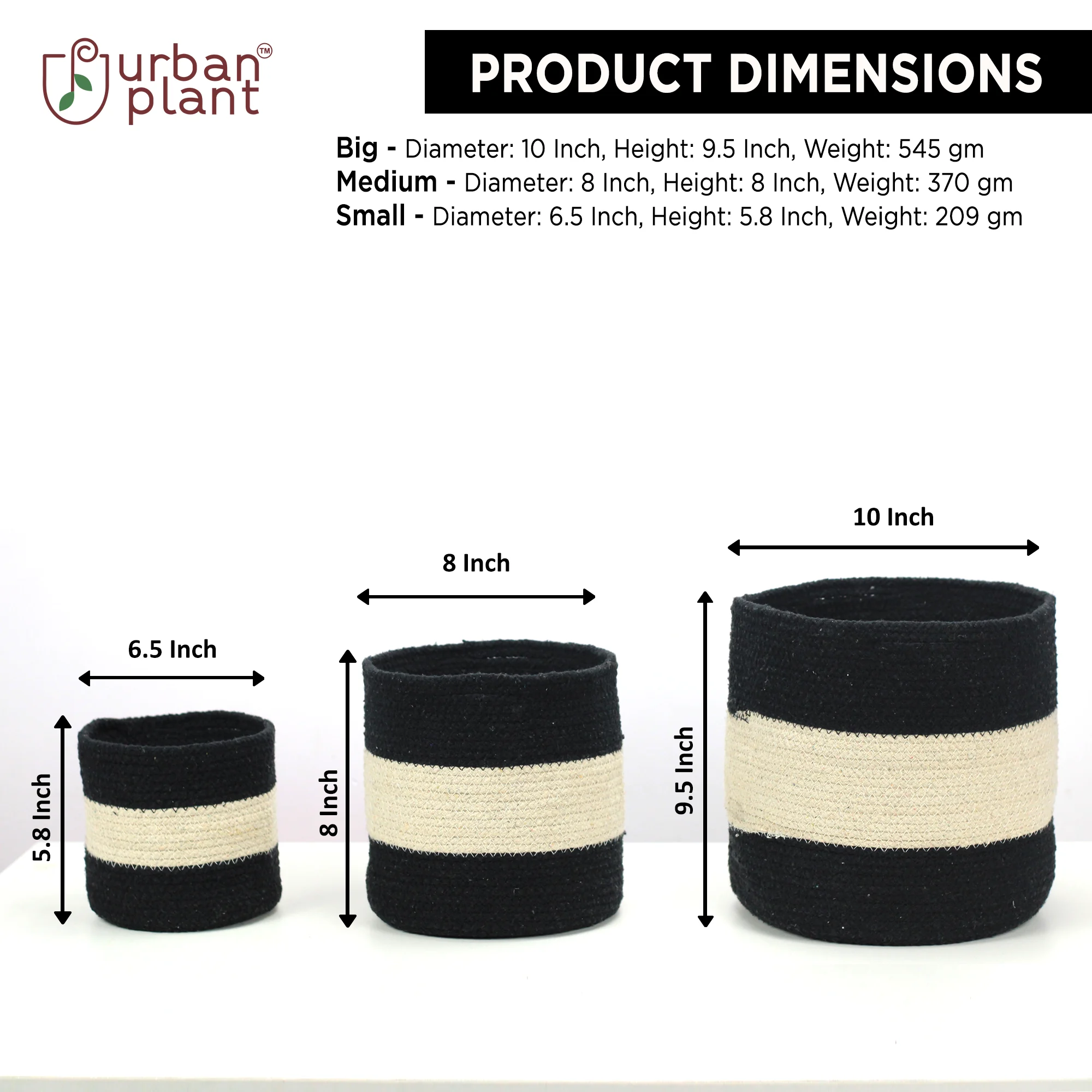 Cotton Plant Bag /Decorative Plant Pot - Pack of 3 Urban Plant 