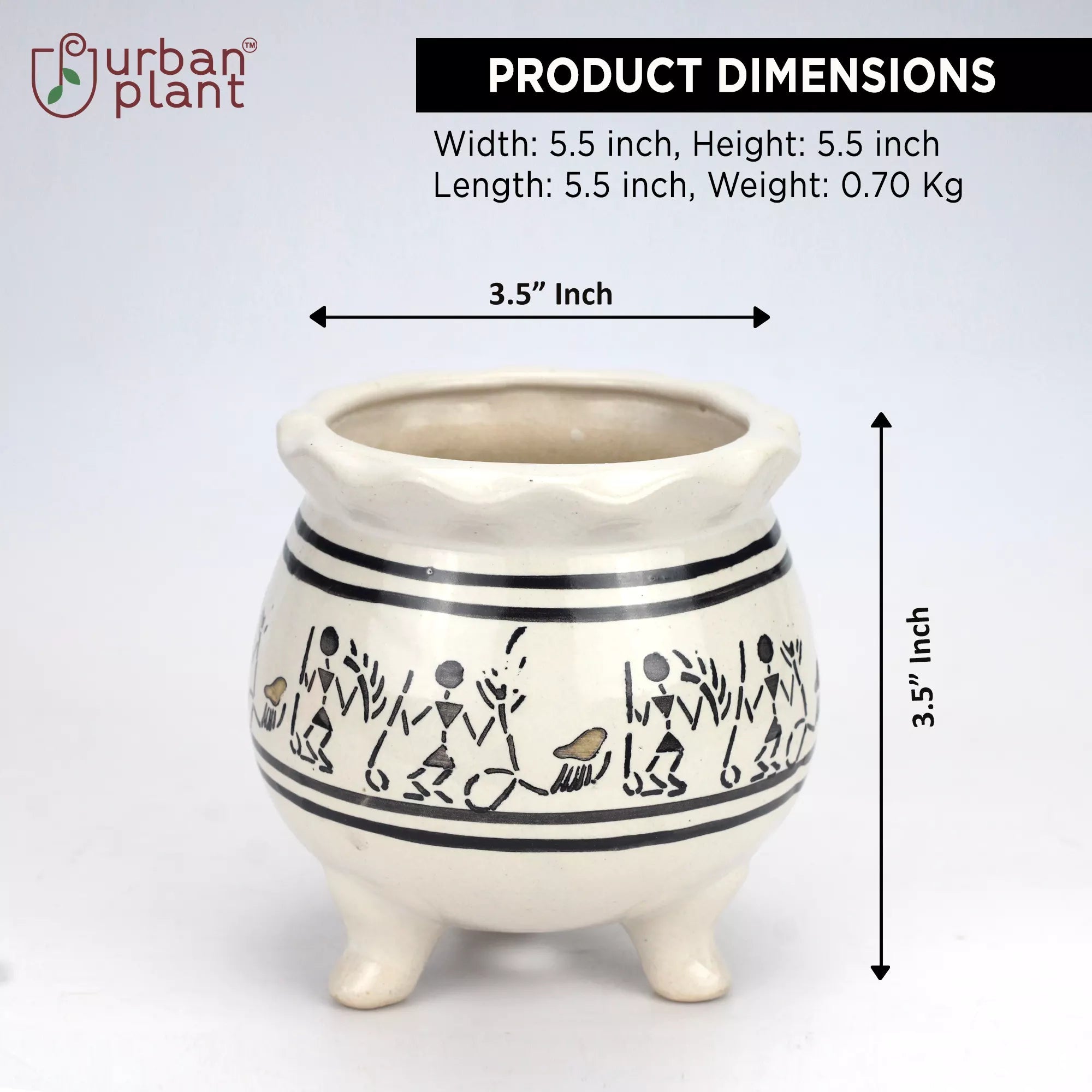 Warli Wonder Creamic Planter Pot - BB0317W Ceramic Planters Urban Plant 