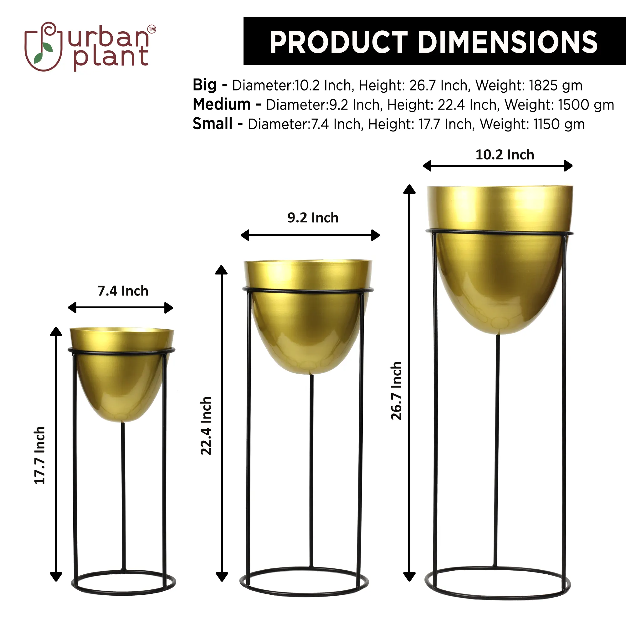 Oval Floor Standing Planters (Set of 3) Urban Plant 